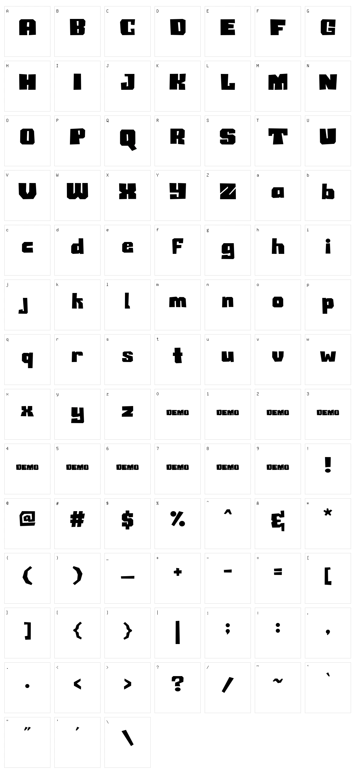 Berm Creek Character Set