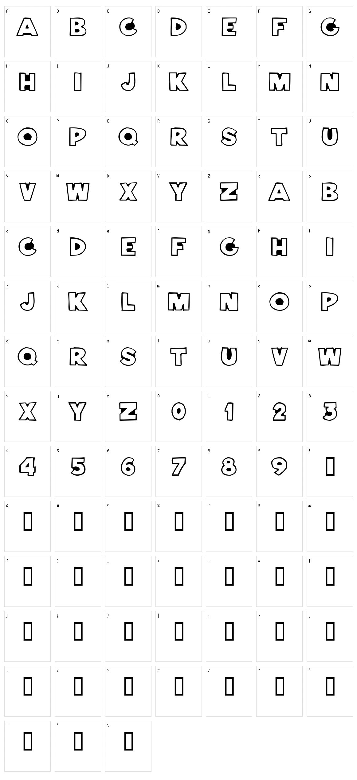 Bernardino Character Set