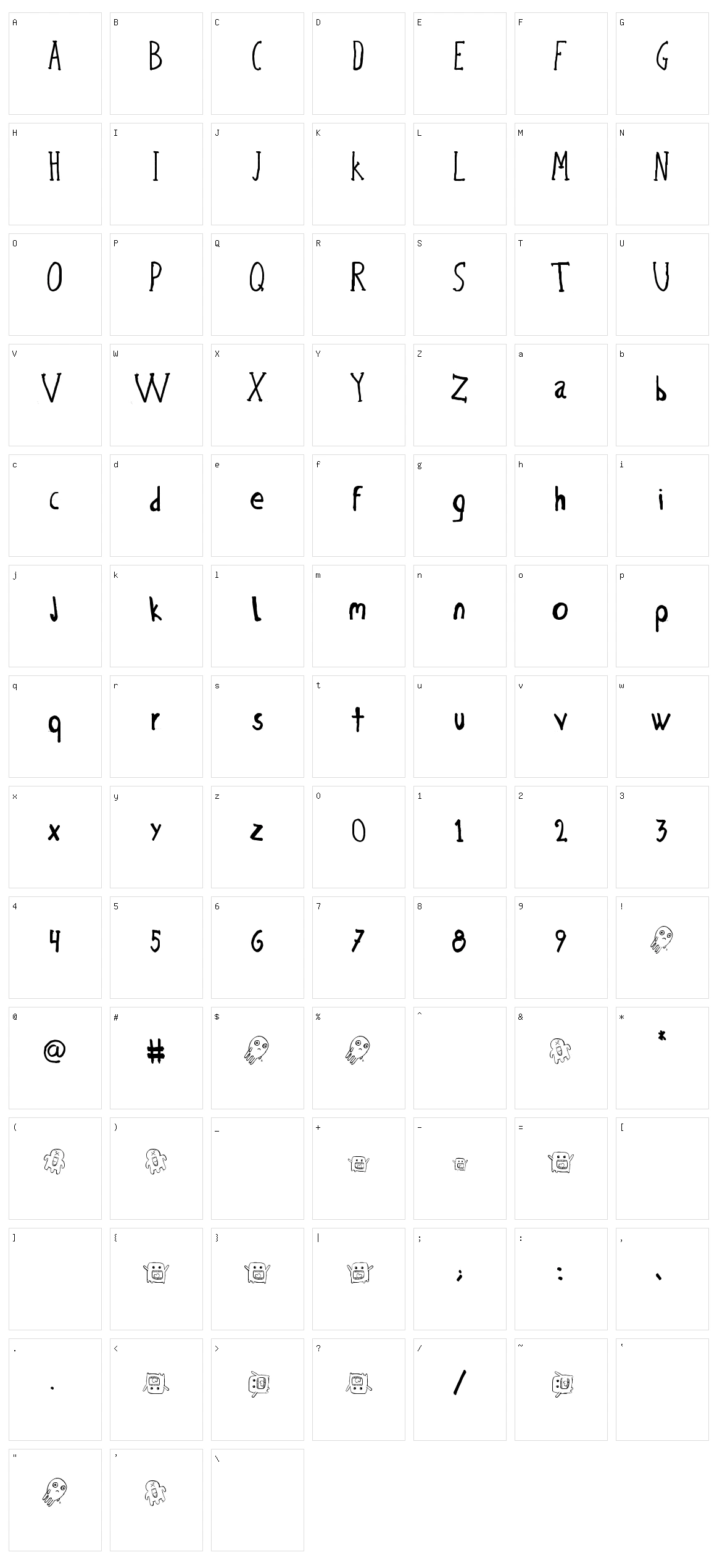 Bicho Plumon Character Set