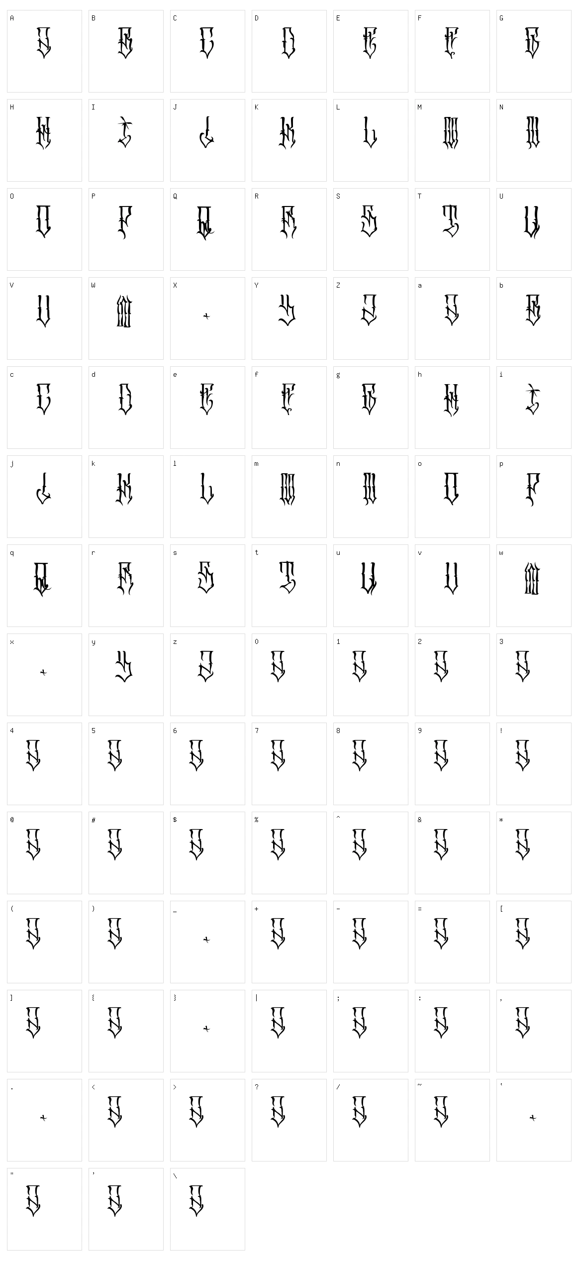 SR Cuen Font Character Set