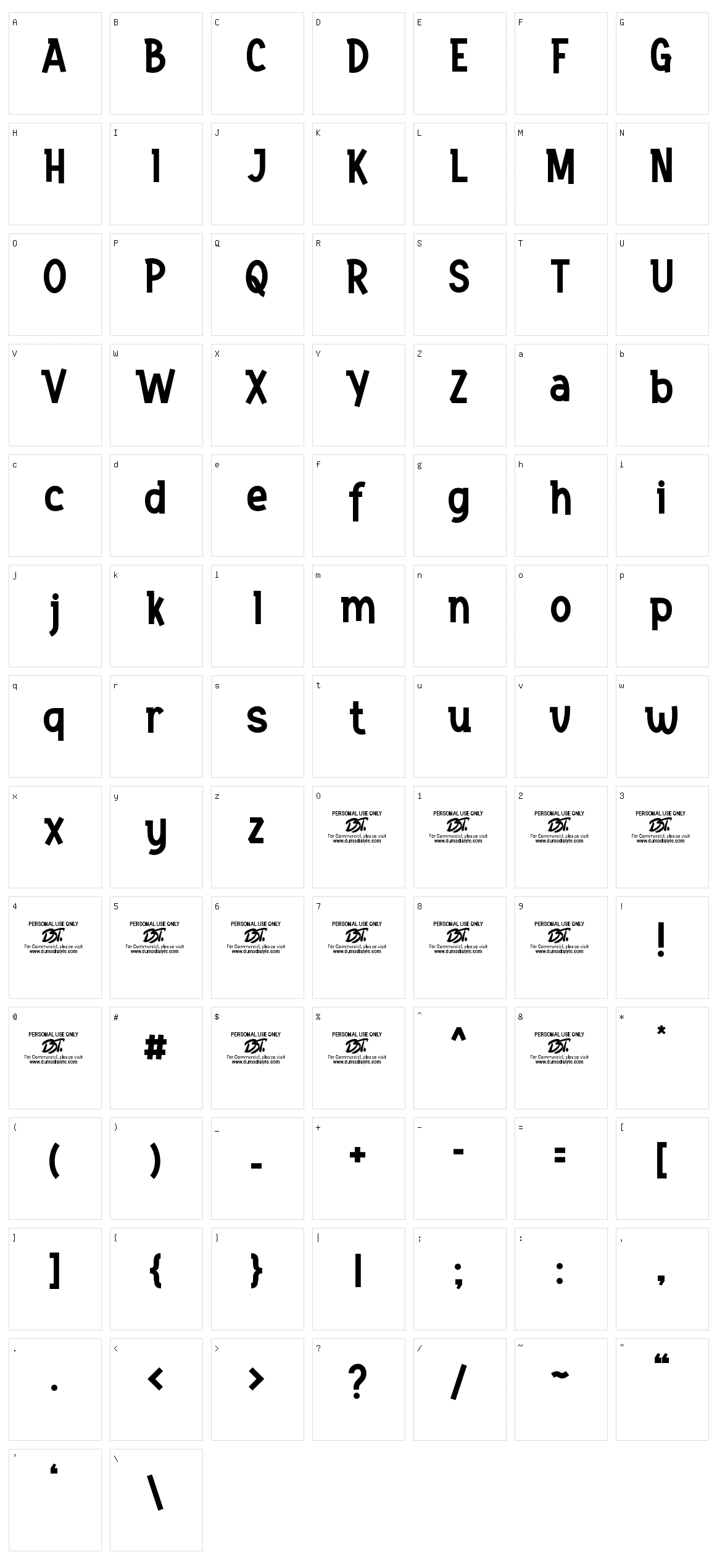Bigcake Character Set