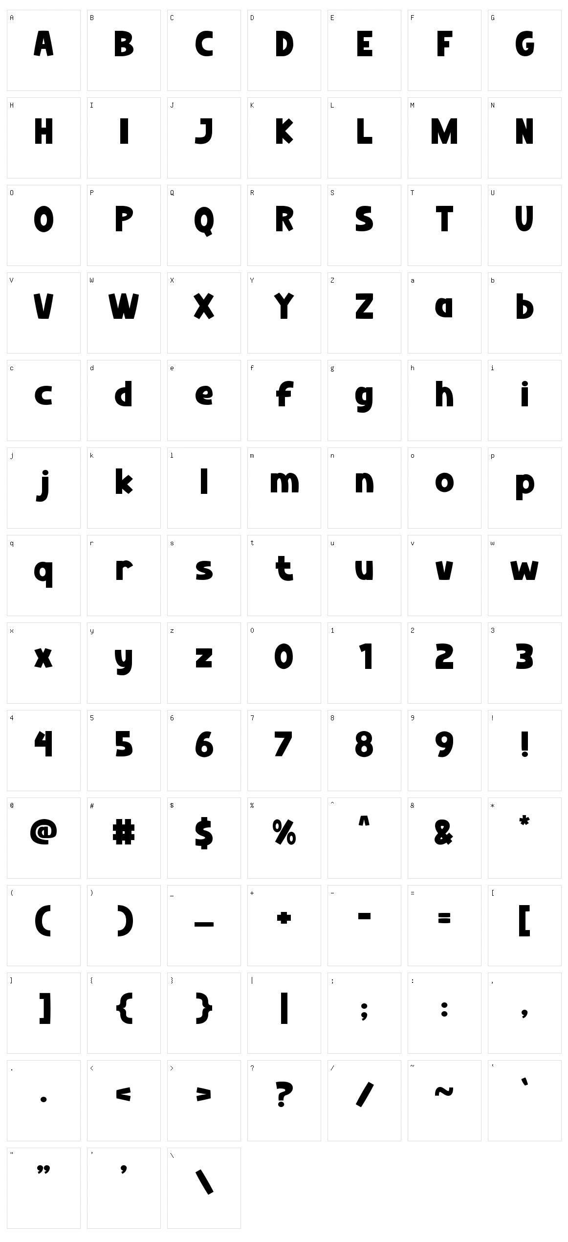 Biggy John Character Set