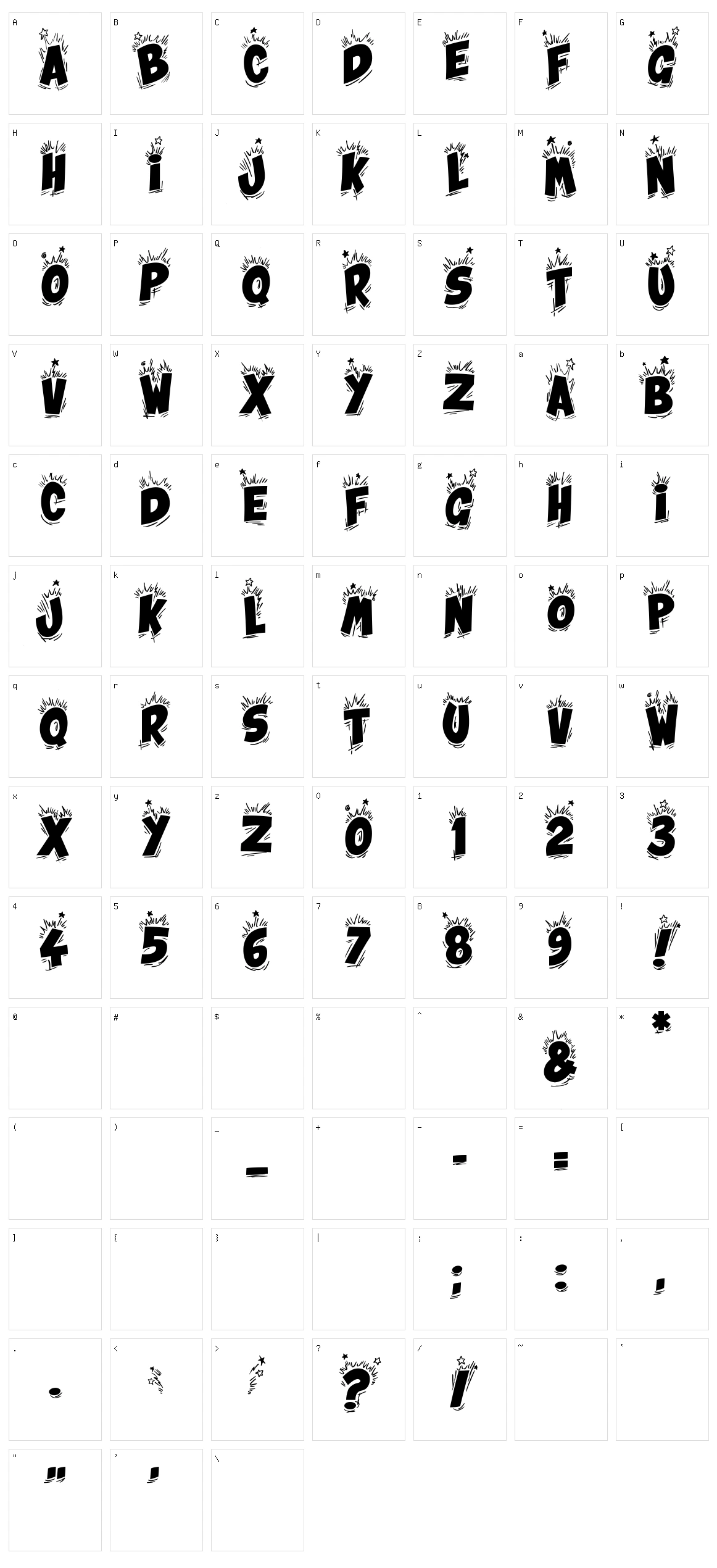 Bing Bam Boum Character Set