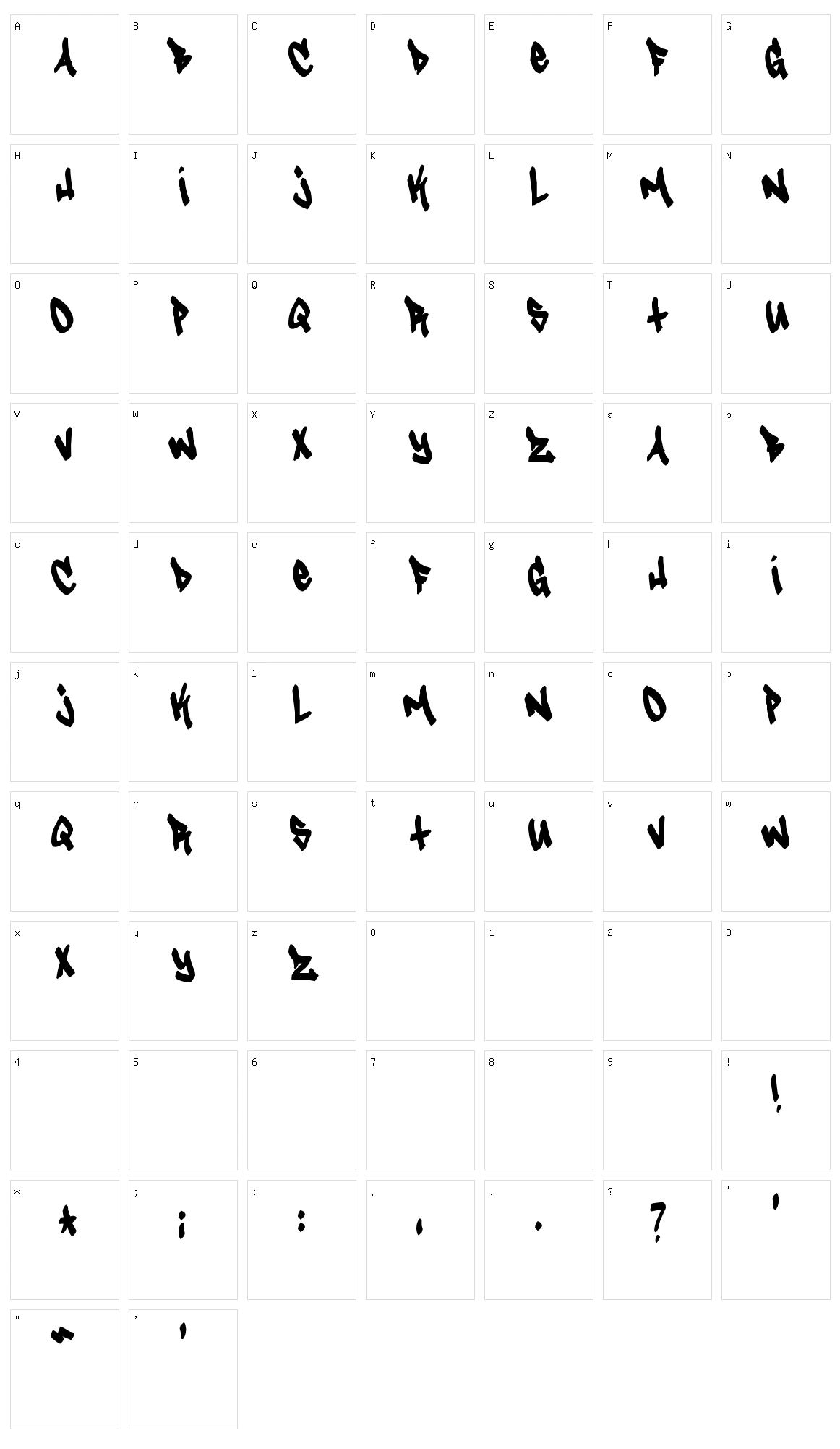 Tagster Character Set