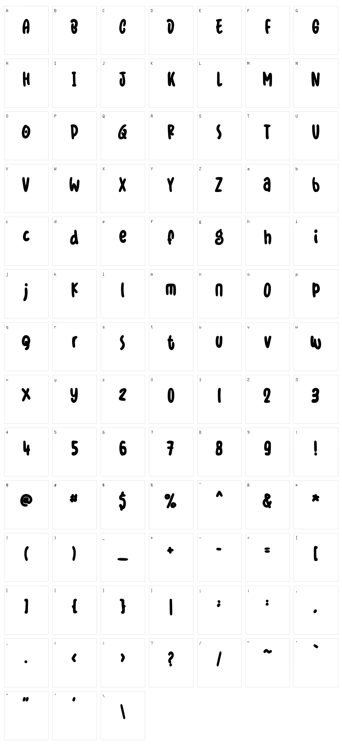 Blugie Character Set