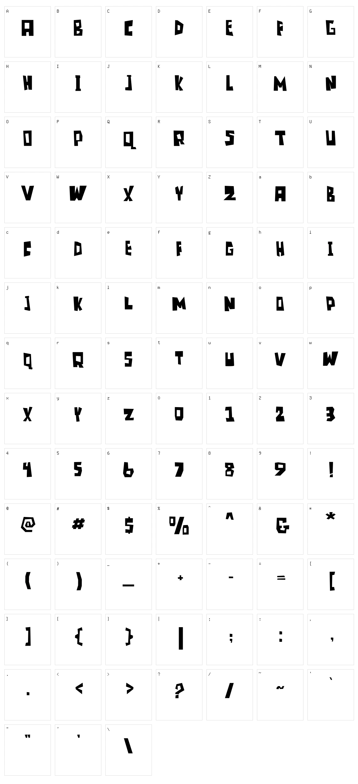 Blonkster Character Set