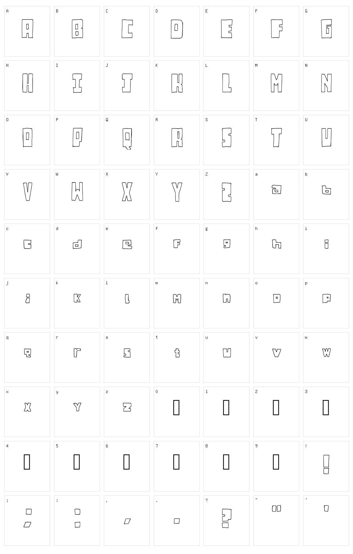 Bloxxer Binnus Character Set