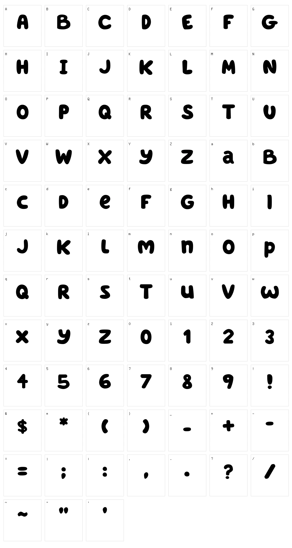 Blue Custard Character Set