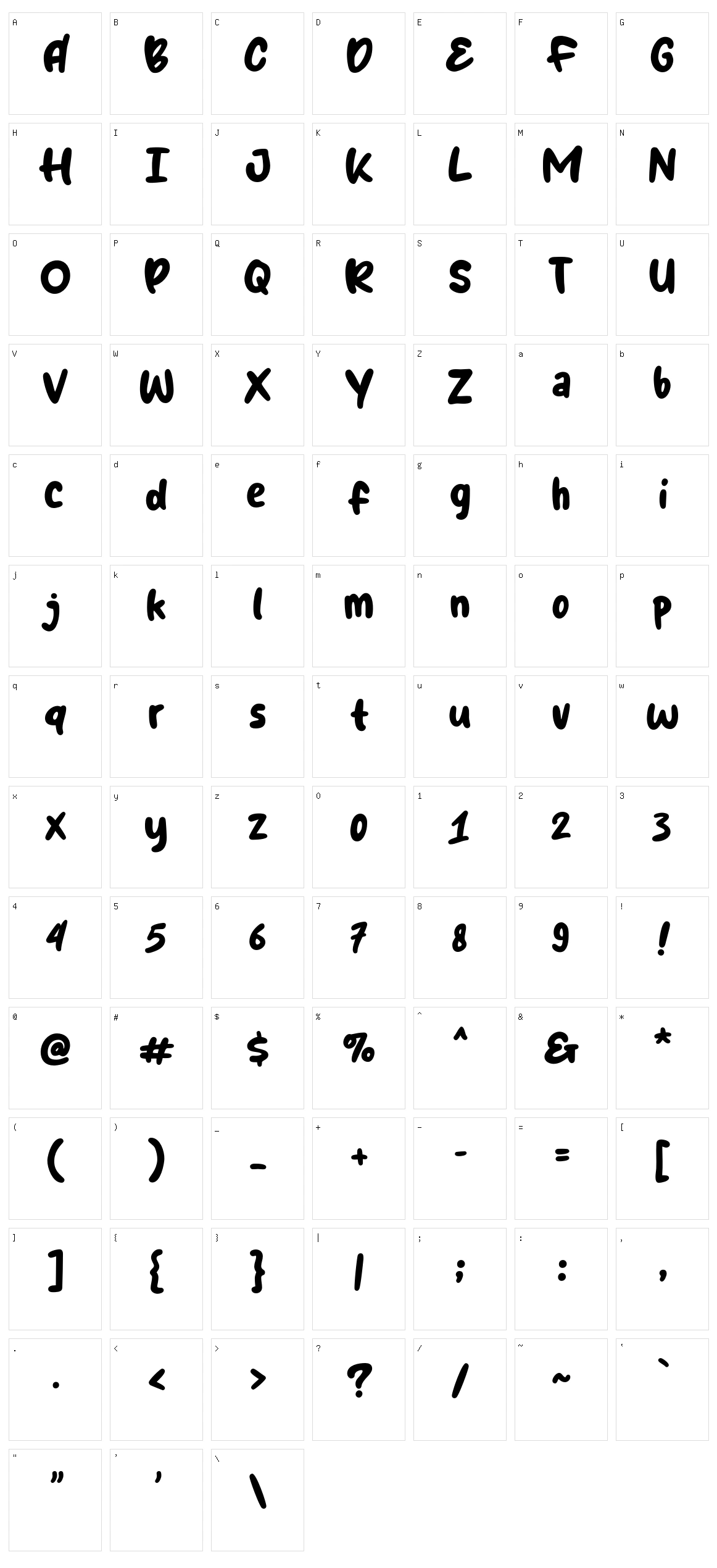 Bobaland Character Set