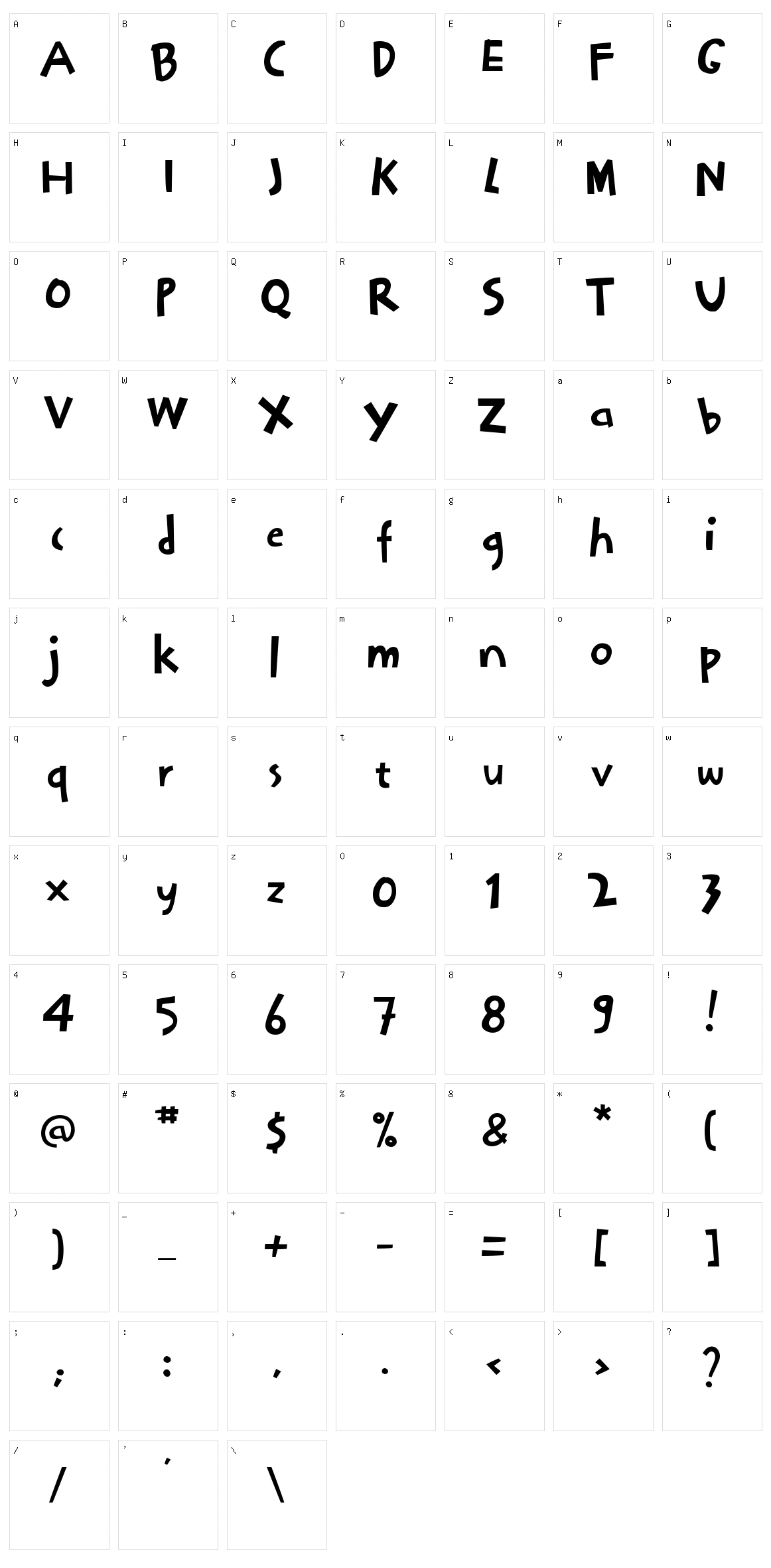 Bocah Character Set