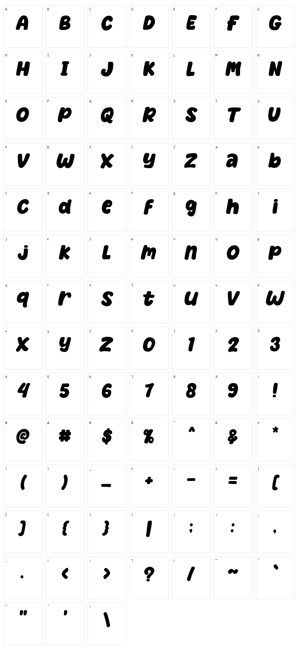 Bochild Character Set