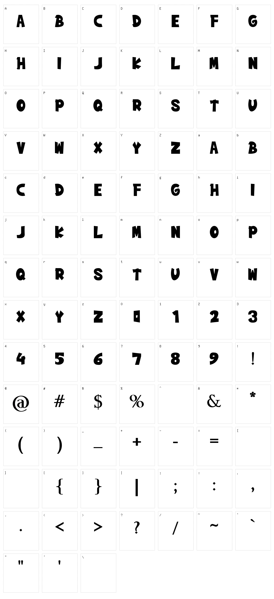 Boebloe Character Set
