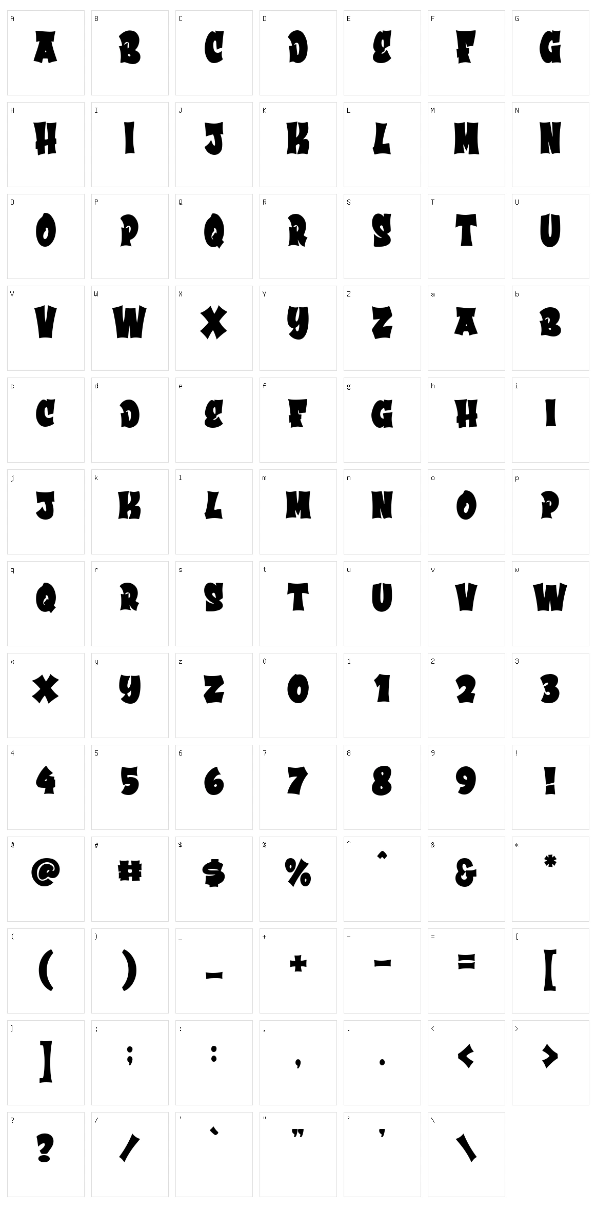 Bradwall Character Set