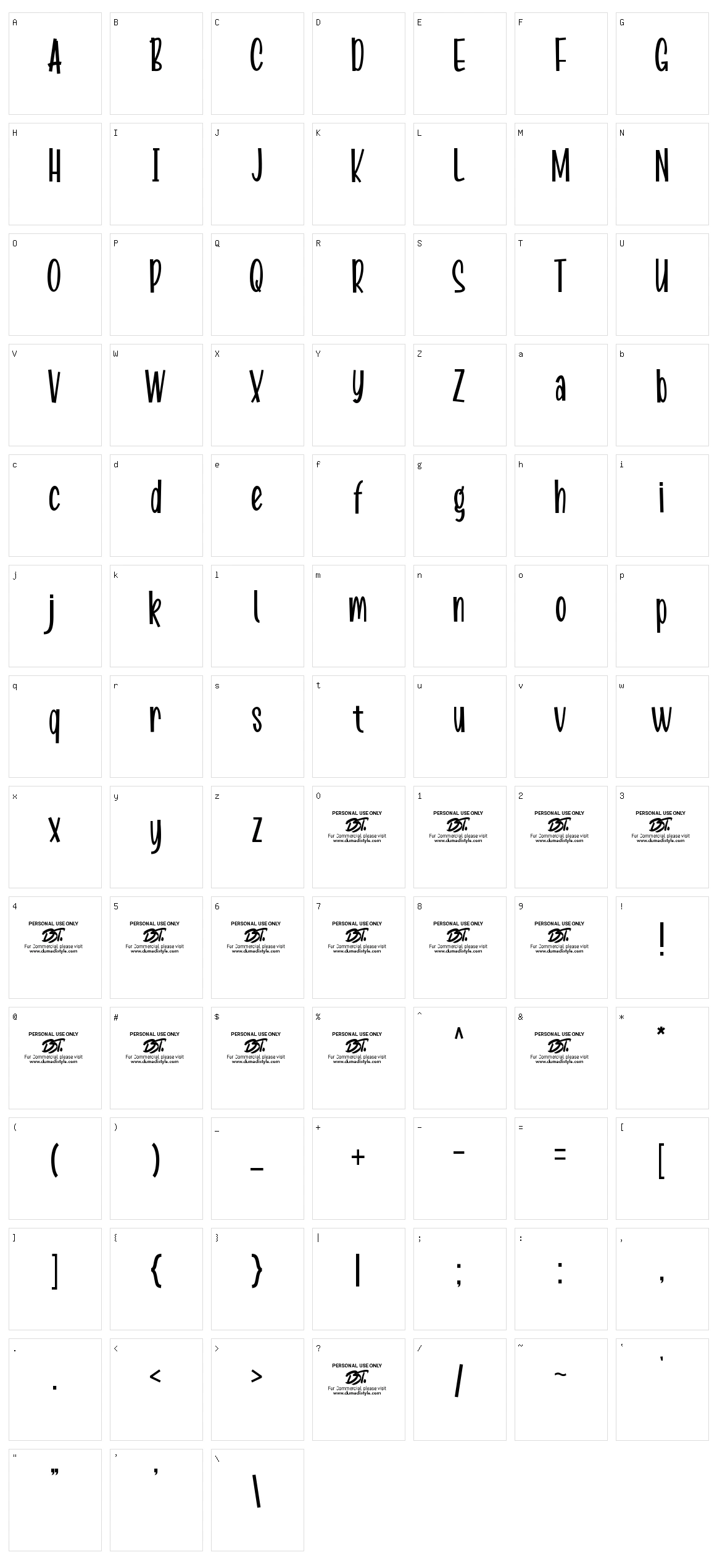 Boochain Character Set