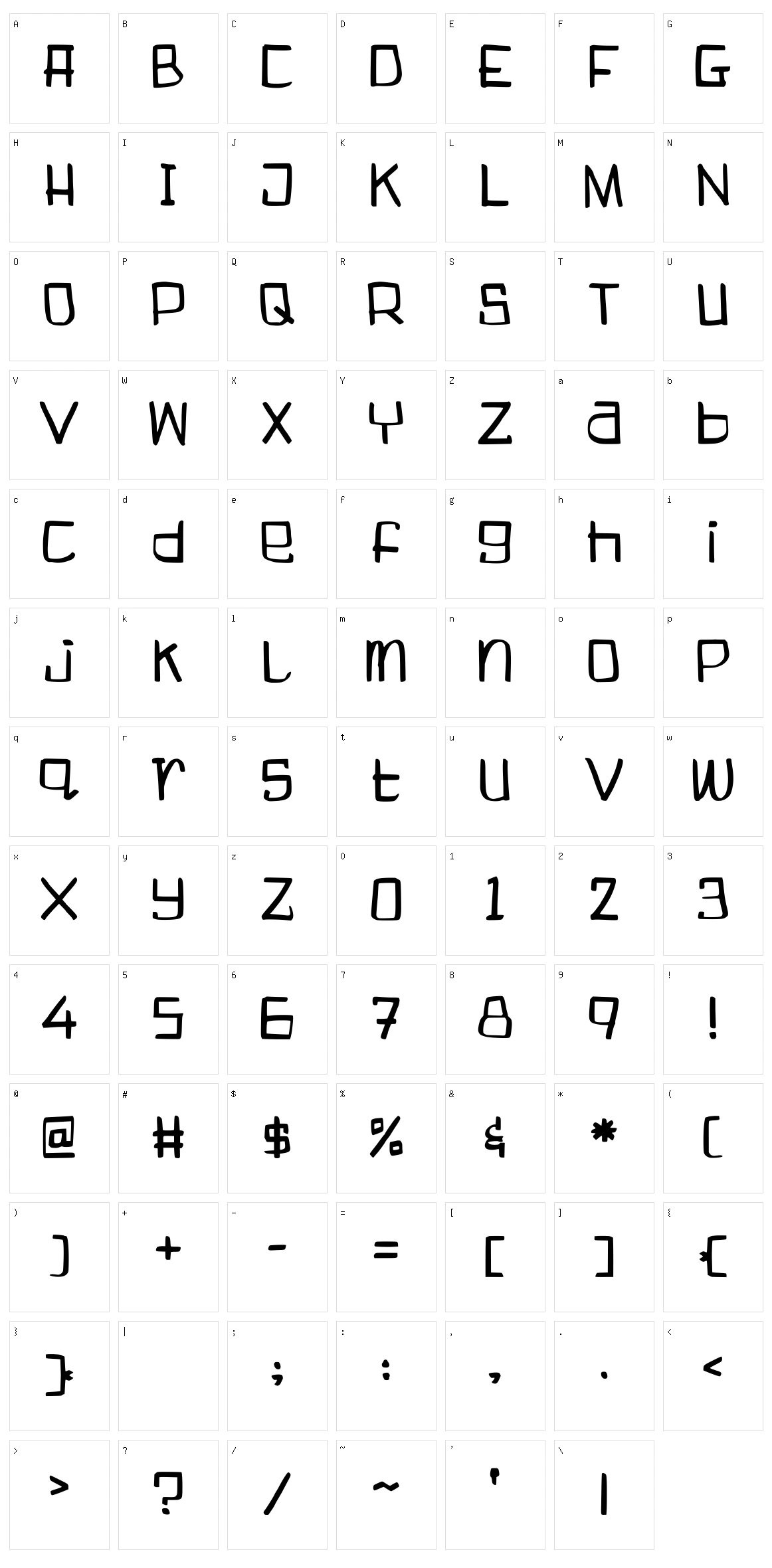 Boogieweewee Character Set