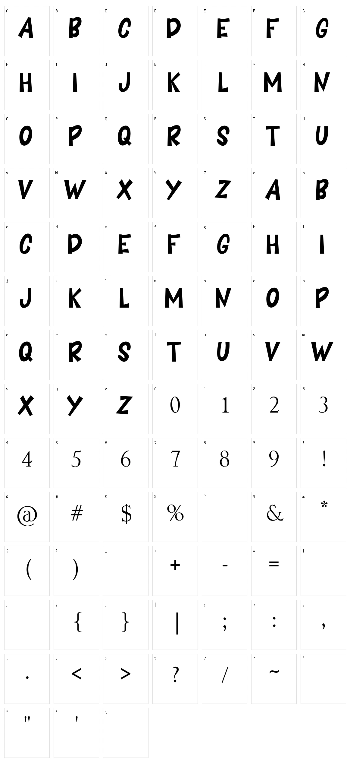 Booming Character Set