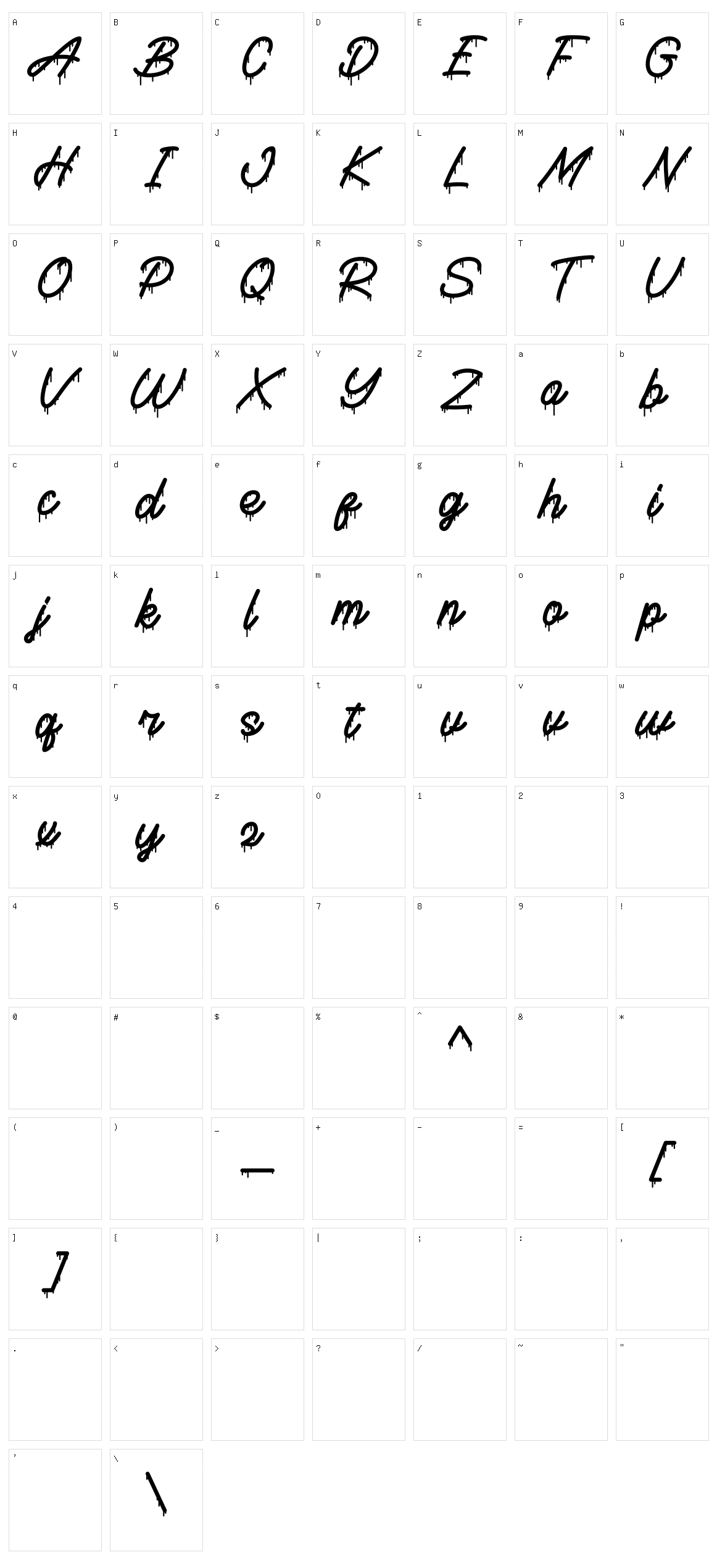 Onedrips Character Set