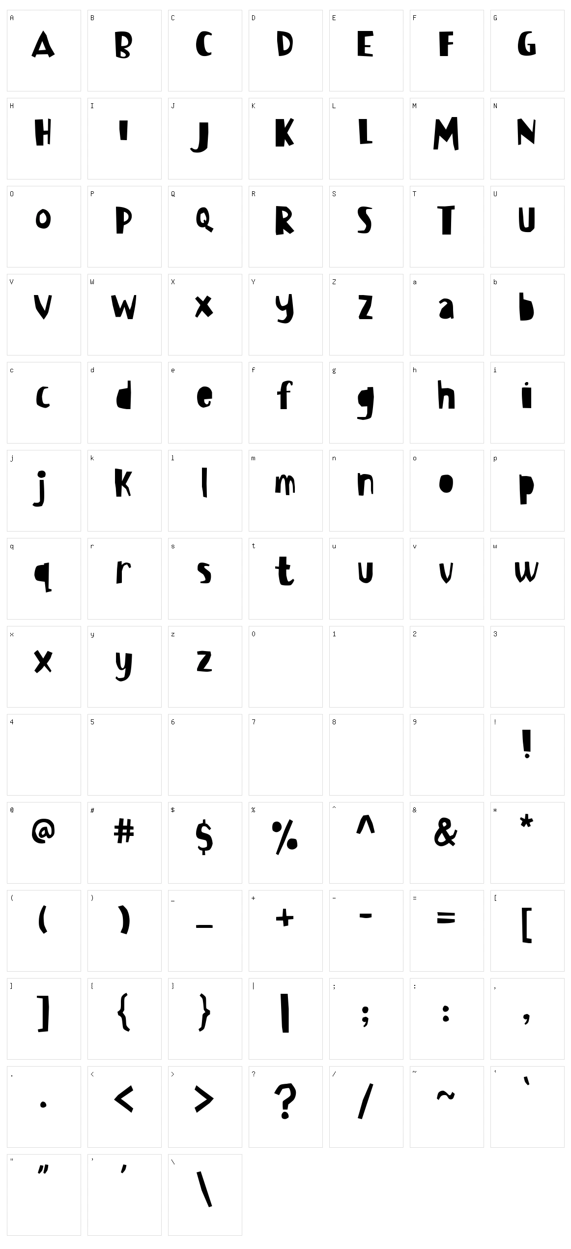 Bowreghul Character Set