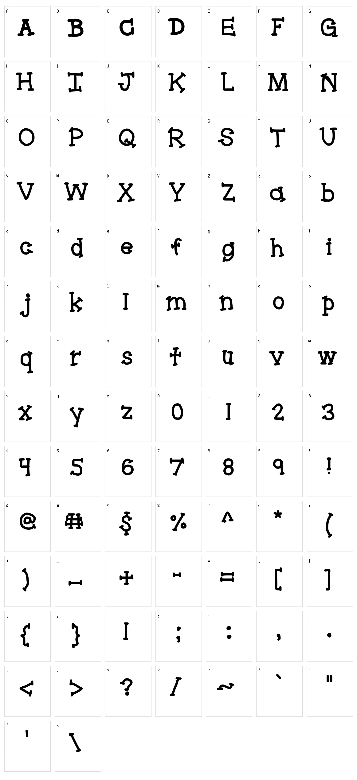 Bracketeer Character Set
