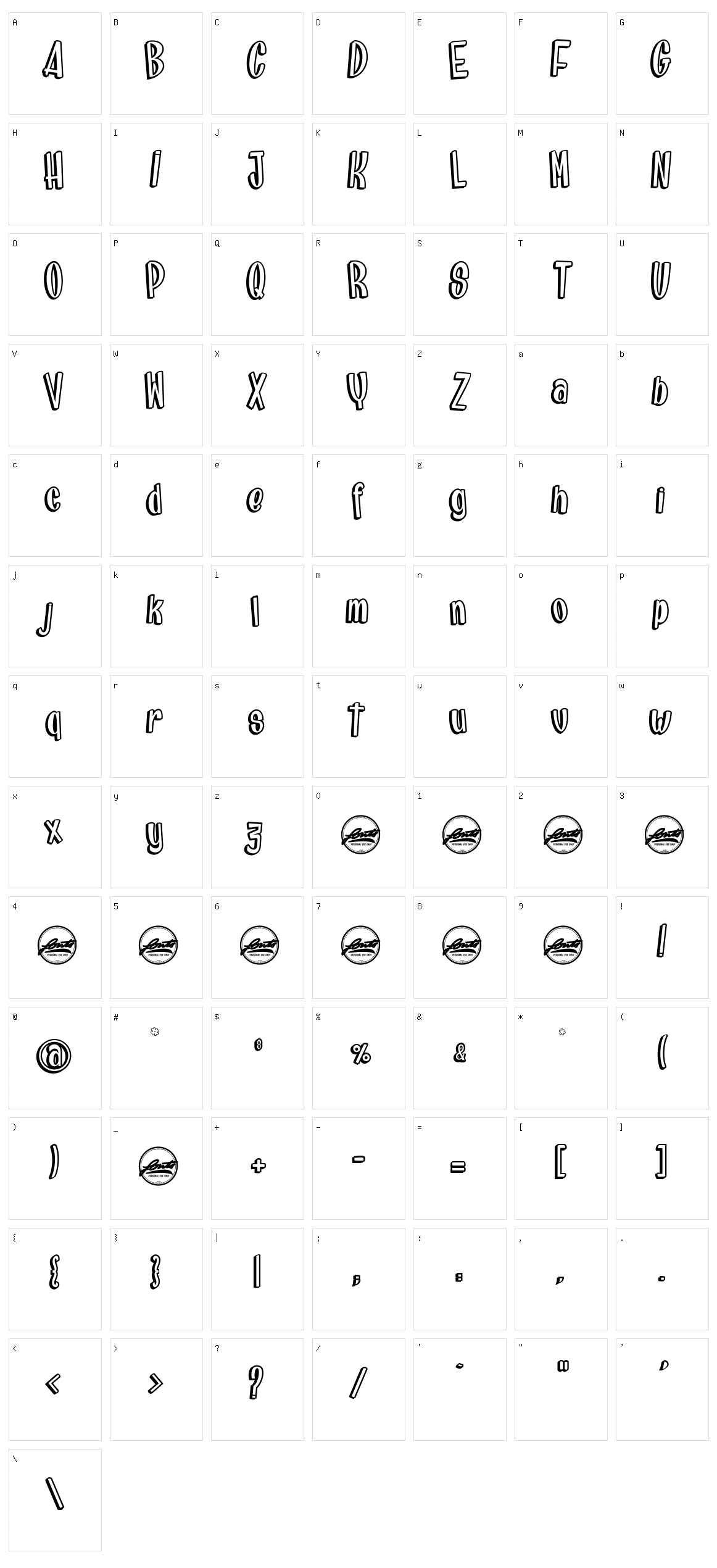 Brainfish Character Set