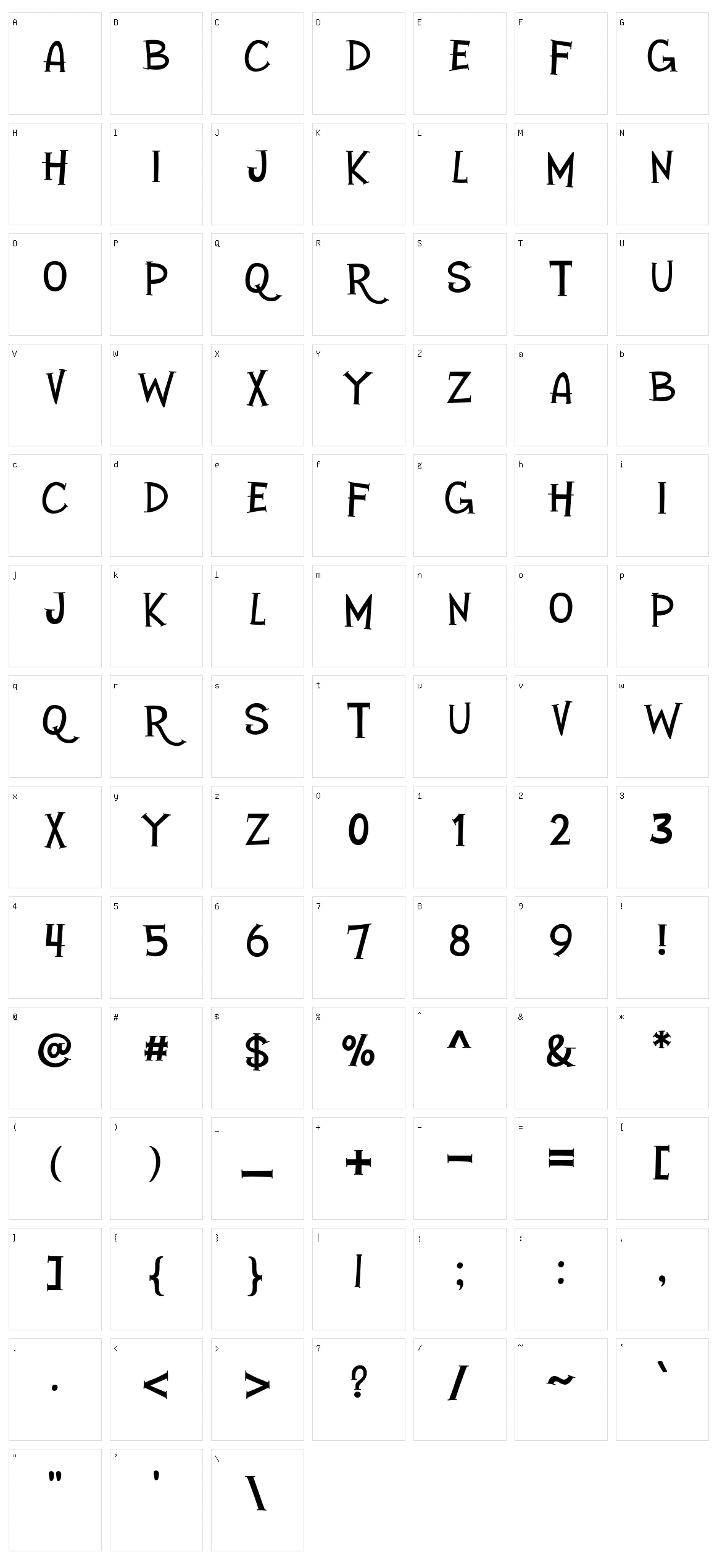 Browncat Character Set