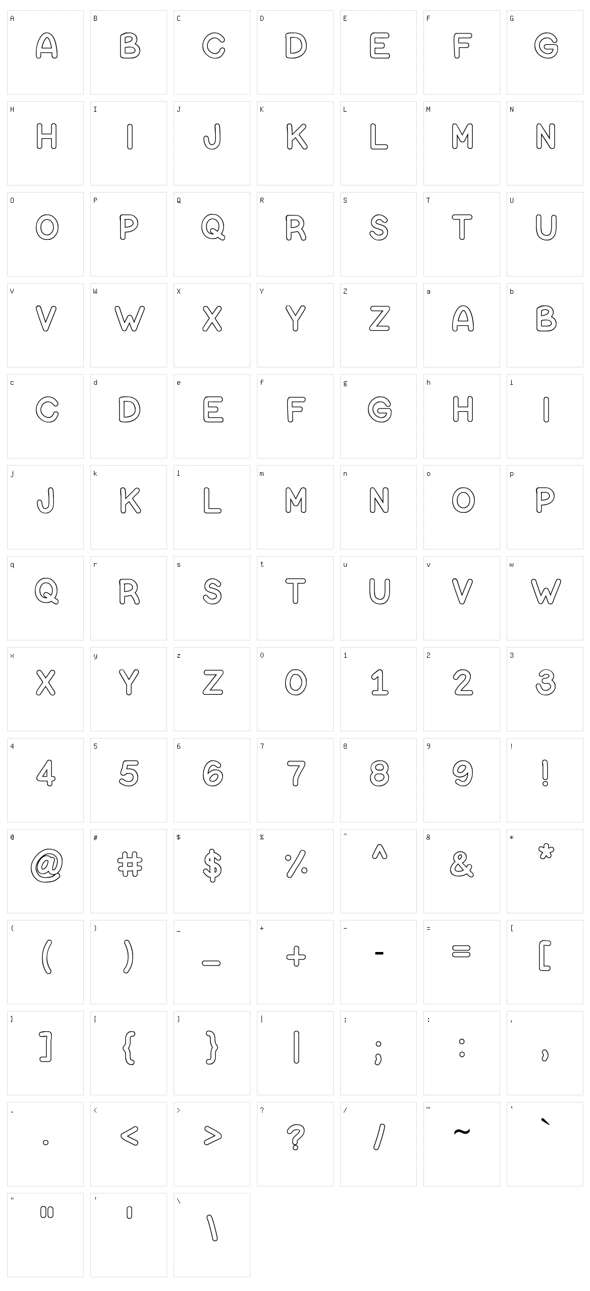 Bubble Letters Character Set