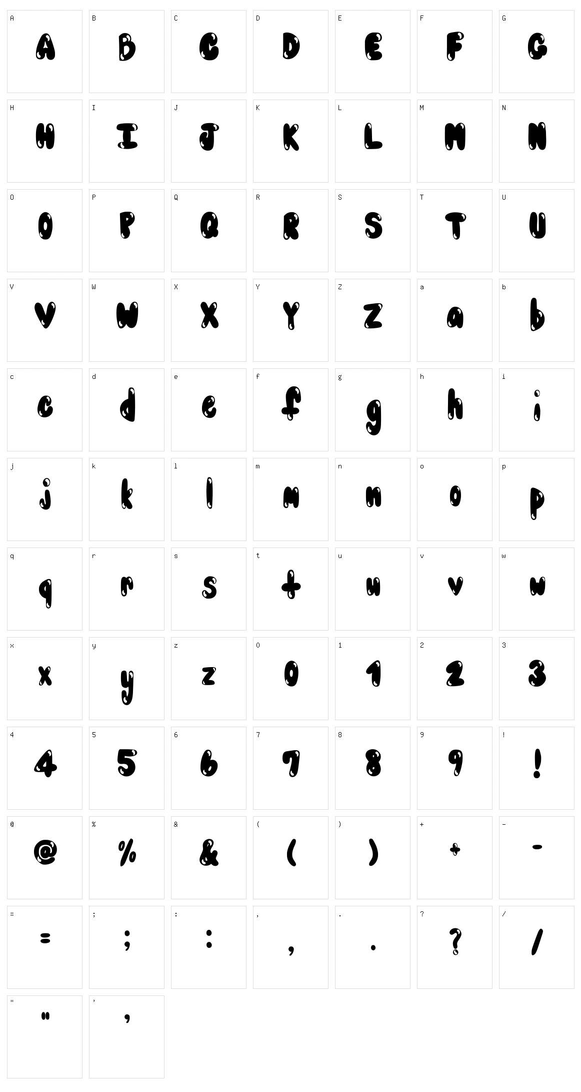 Bubblez Character Set