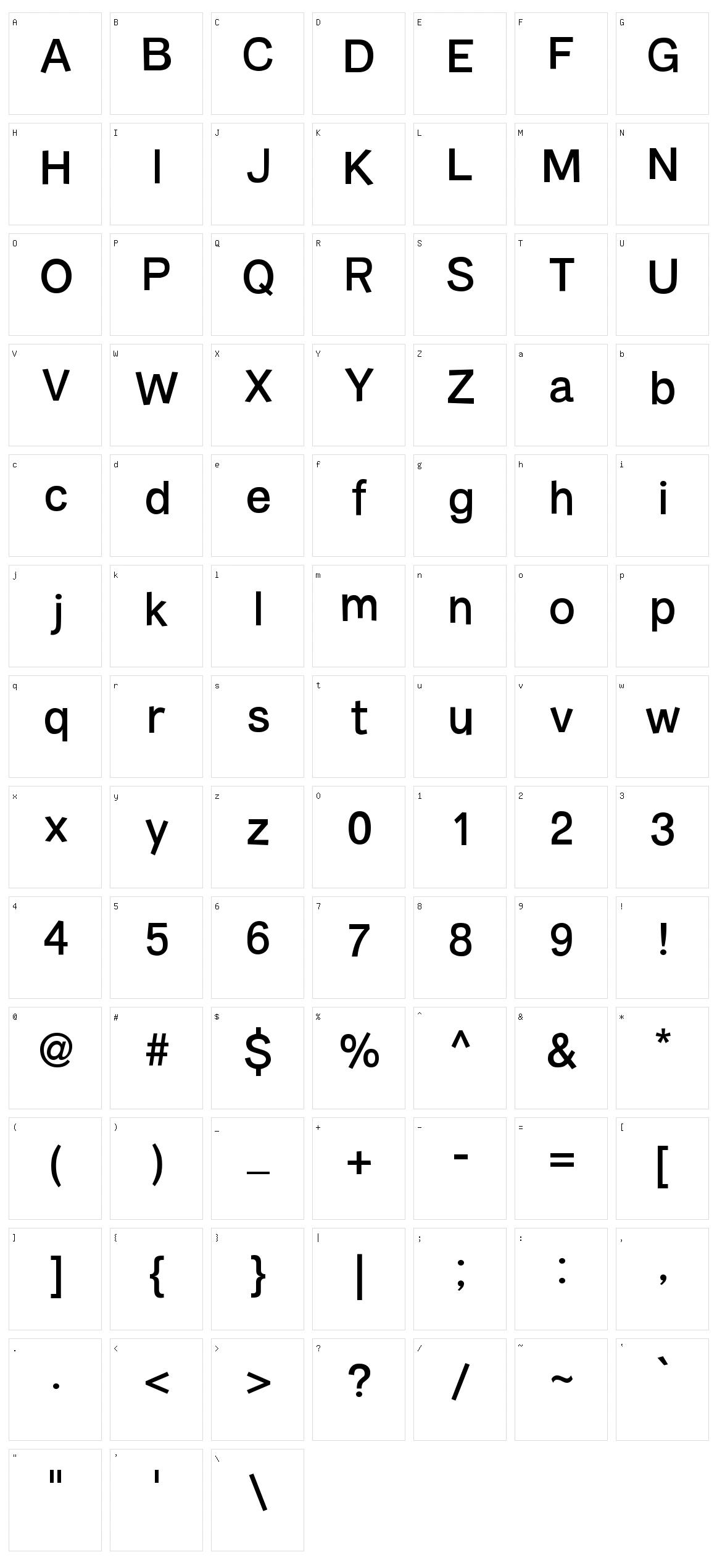 Burvetica NC Character Set