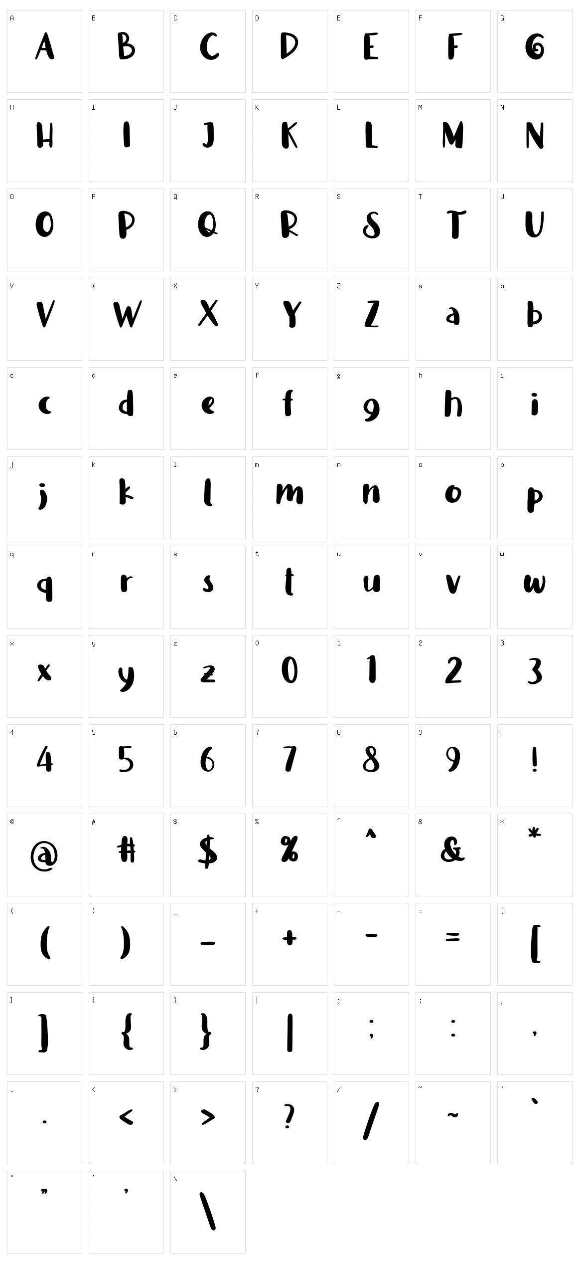 Carissa Character Set