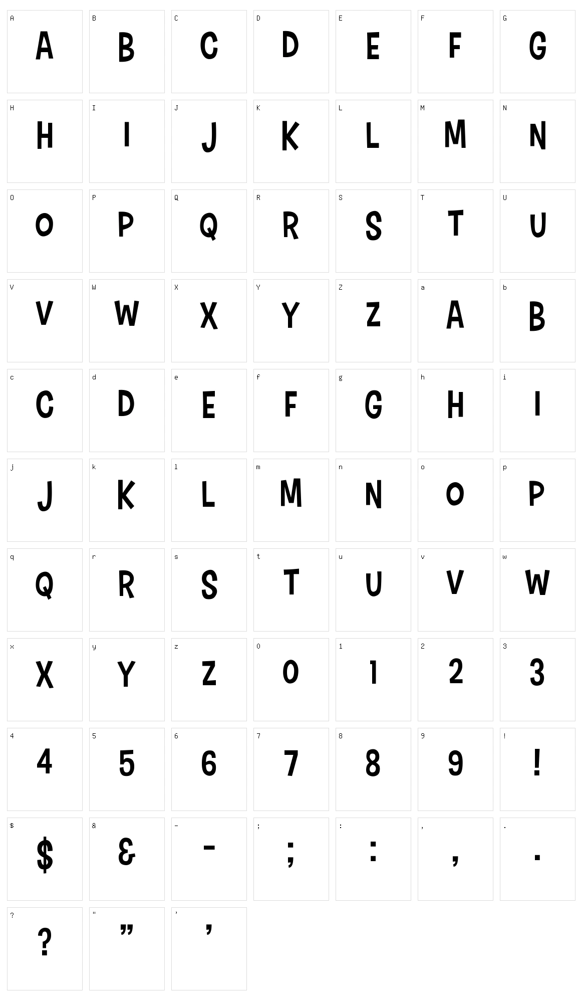 Cartonsix NC Character Set