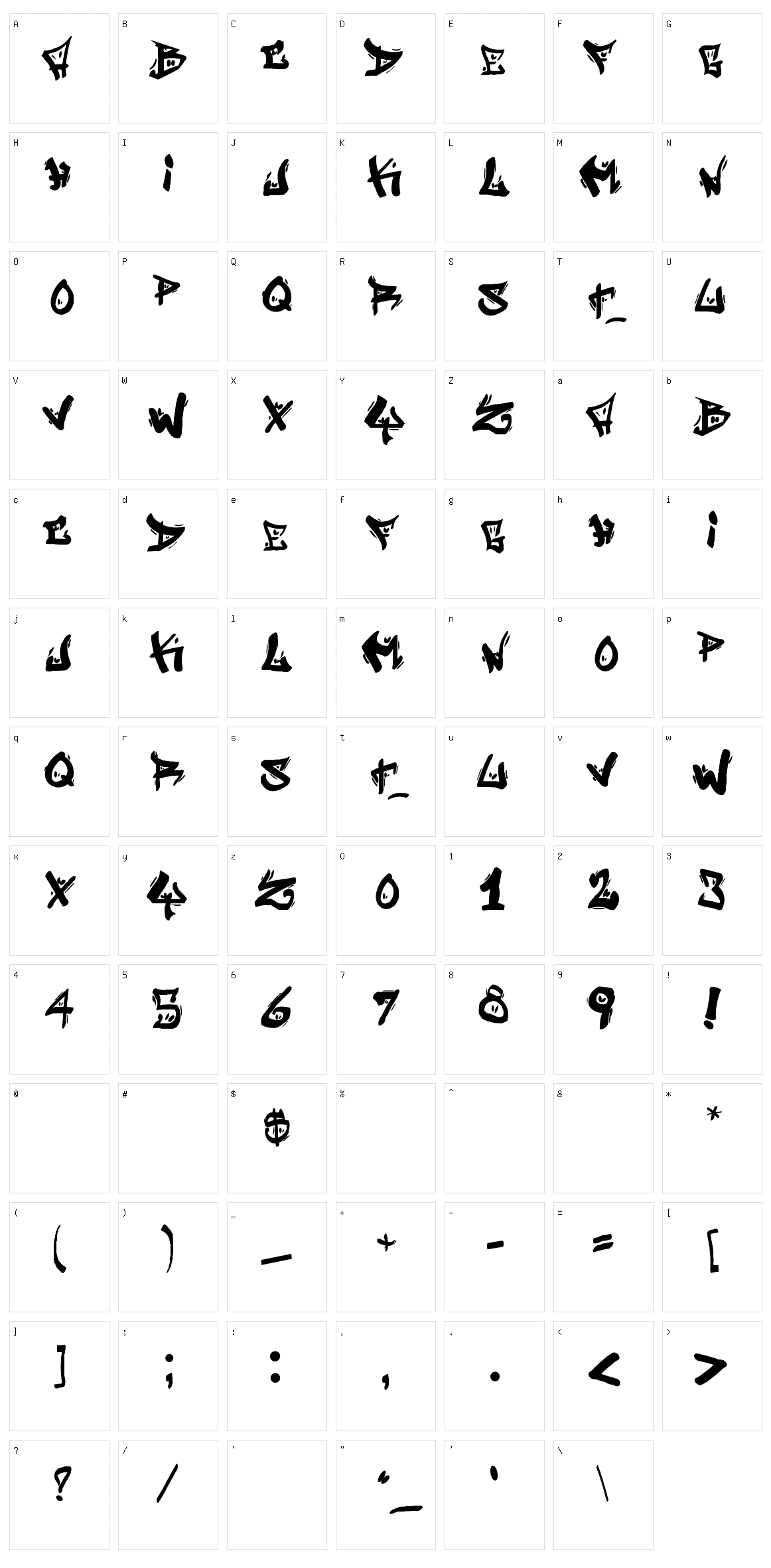 Street Writer Character Set