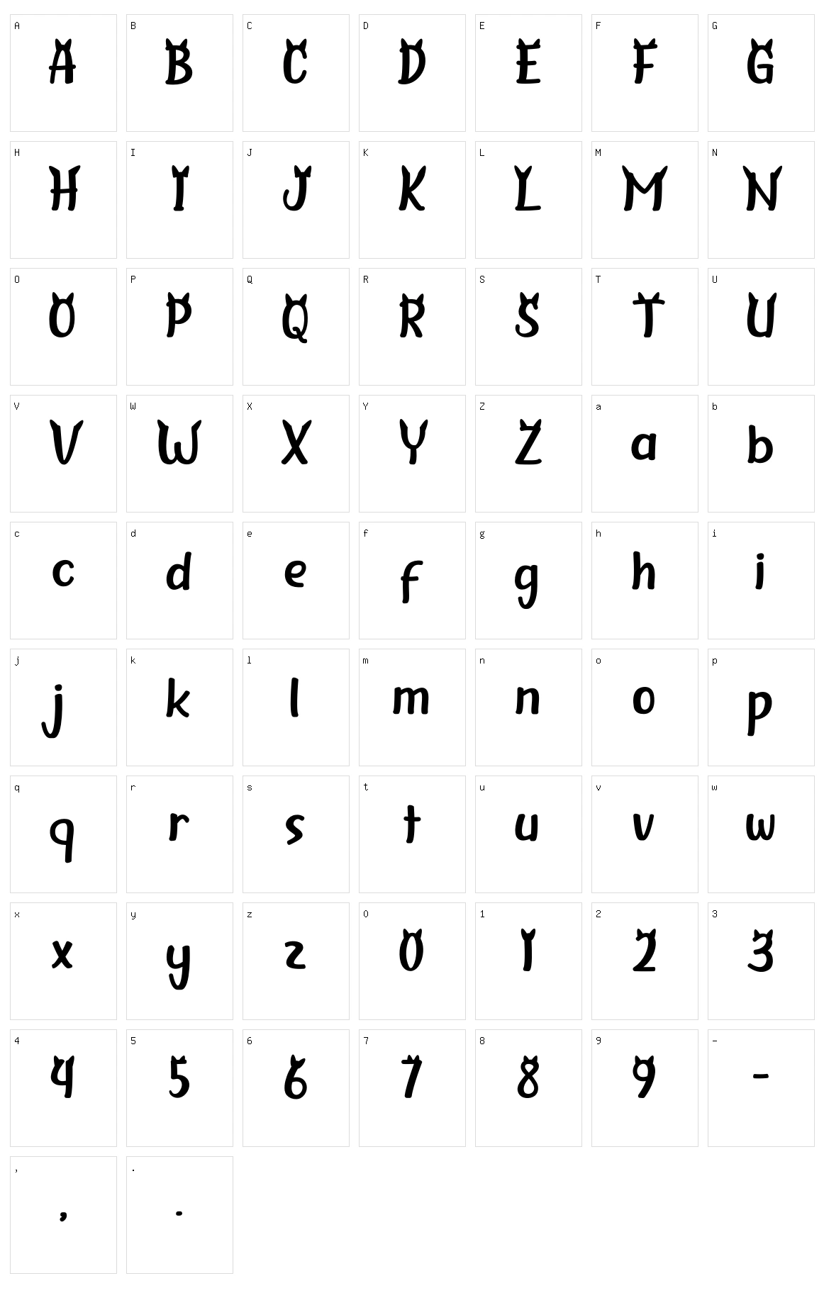 Cattino Character Set