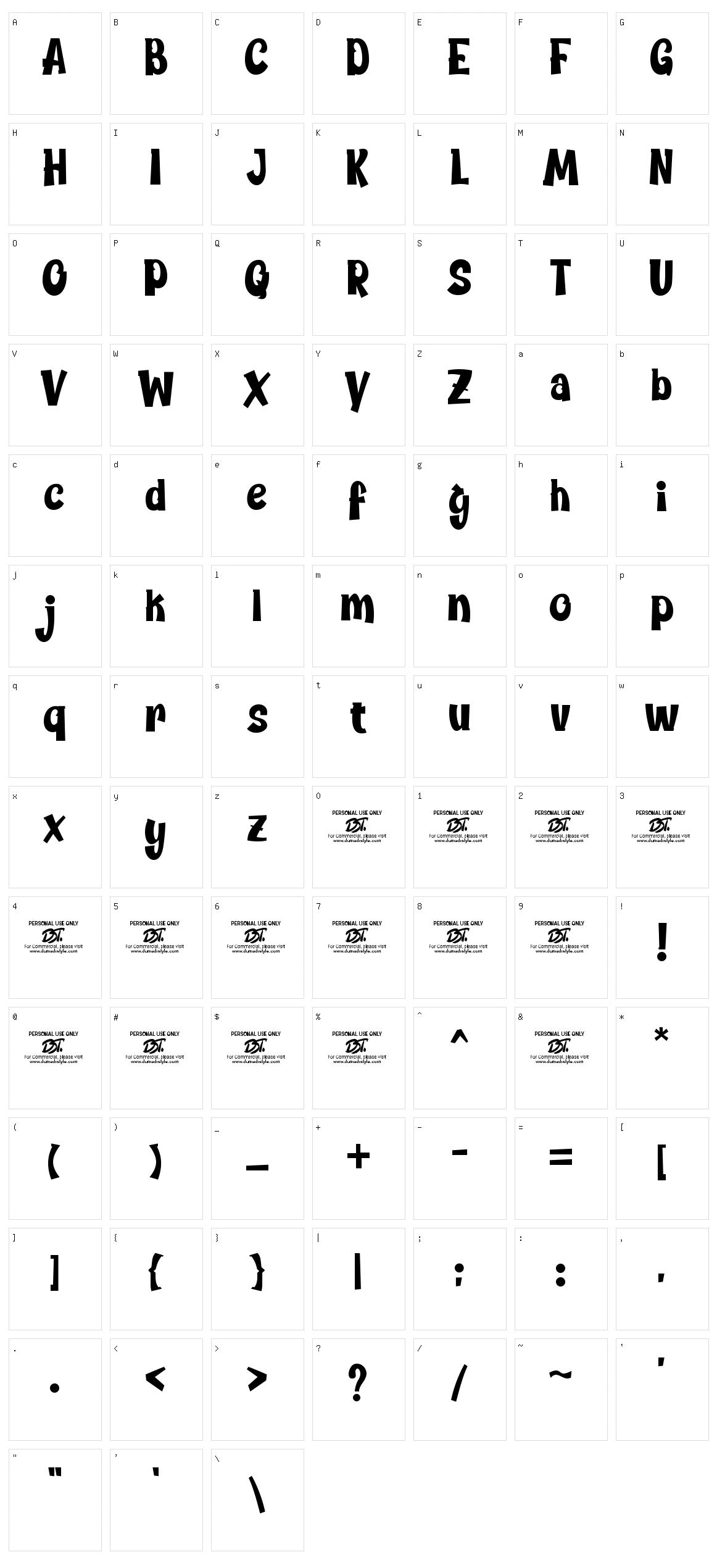 Chickybom Character Set