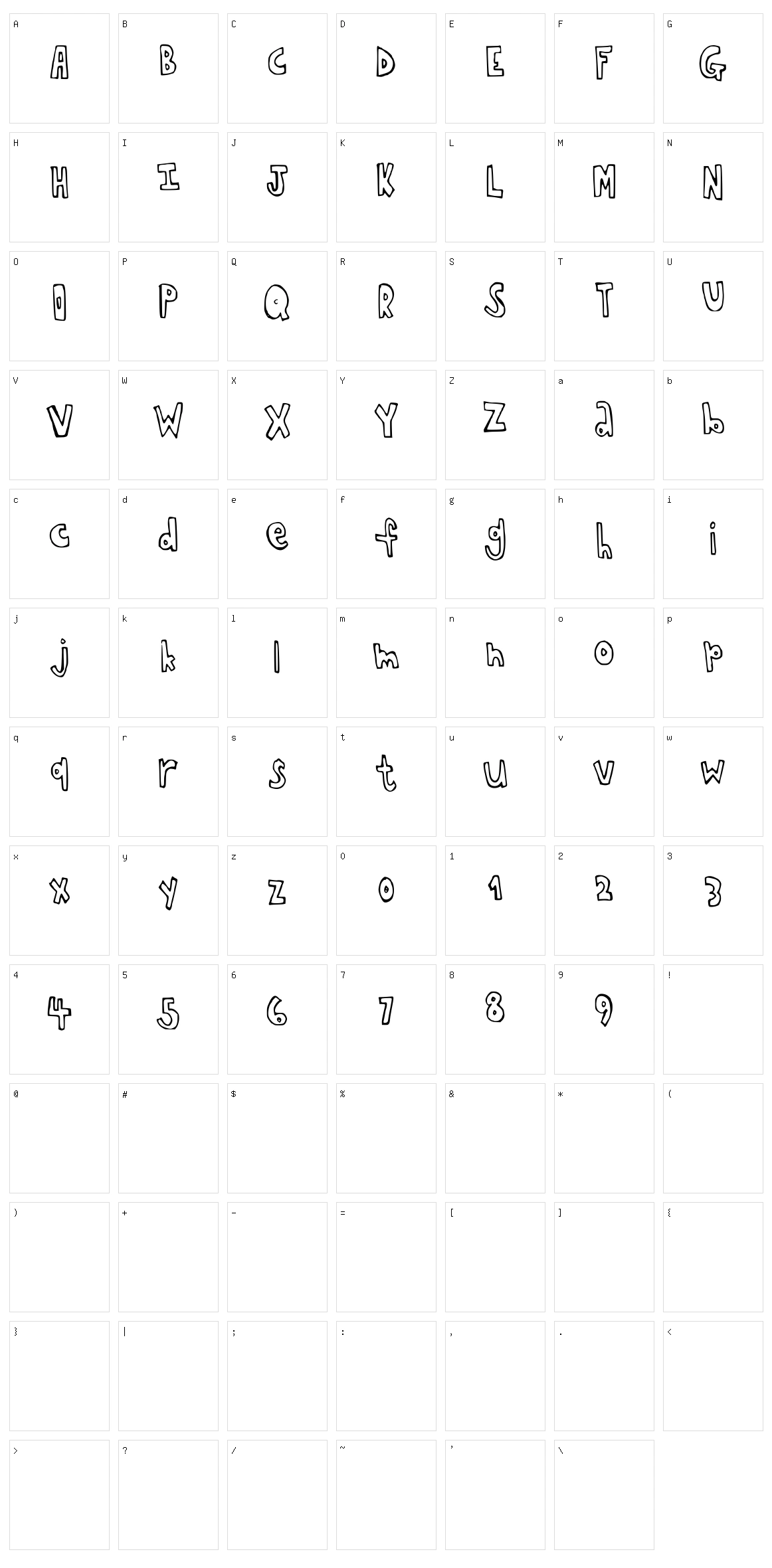 Chopstickfont Character Set