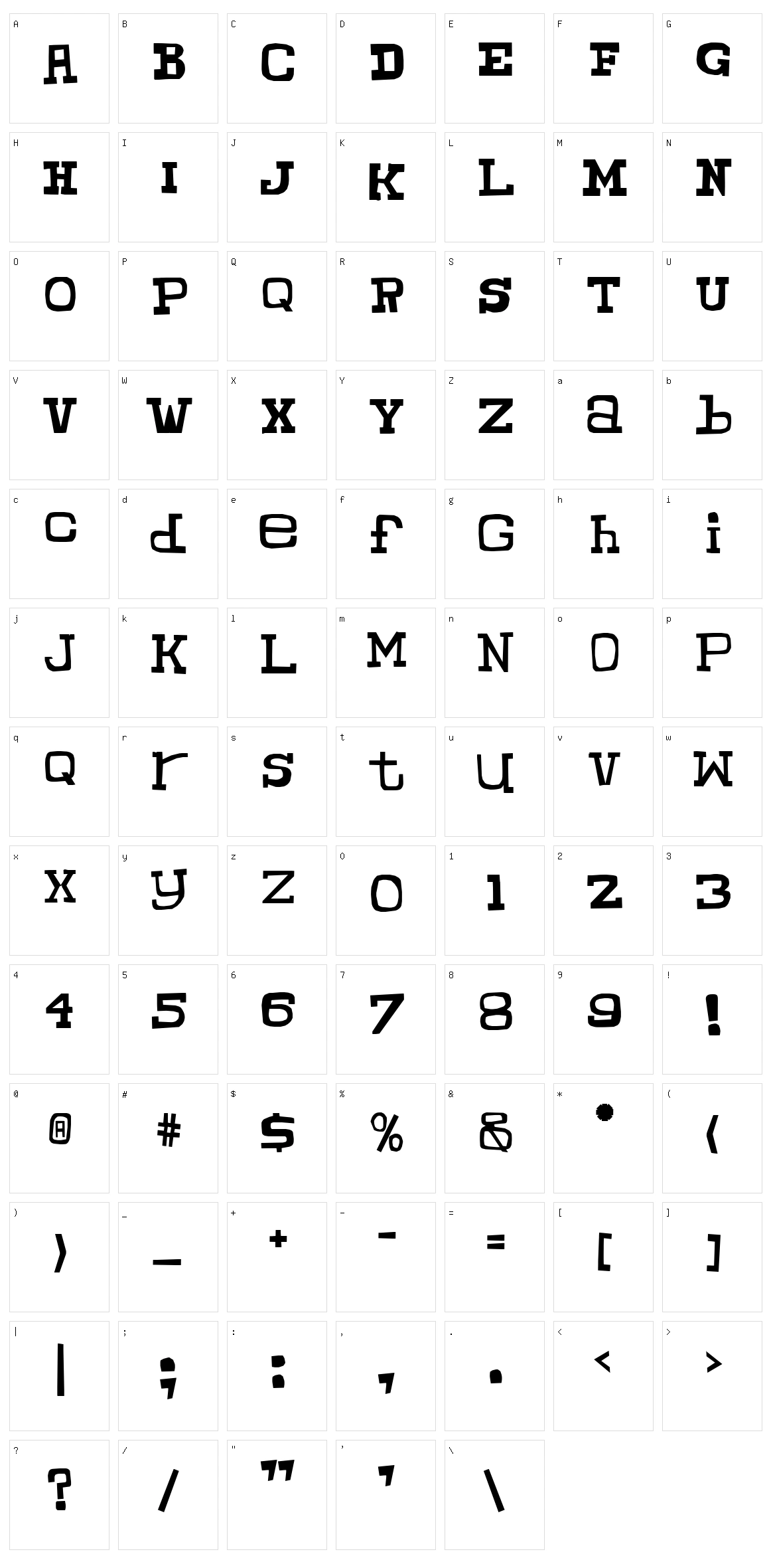 Chunky Munky Serif Character Set
