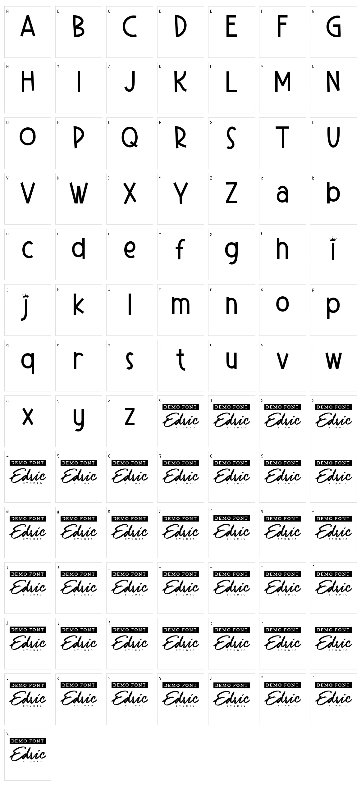 Clock Crown Character Set