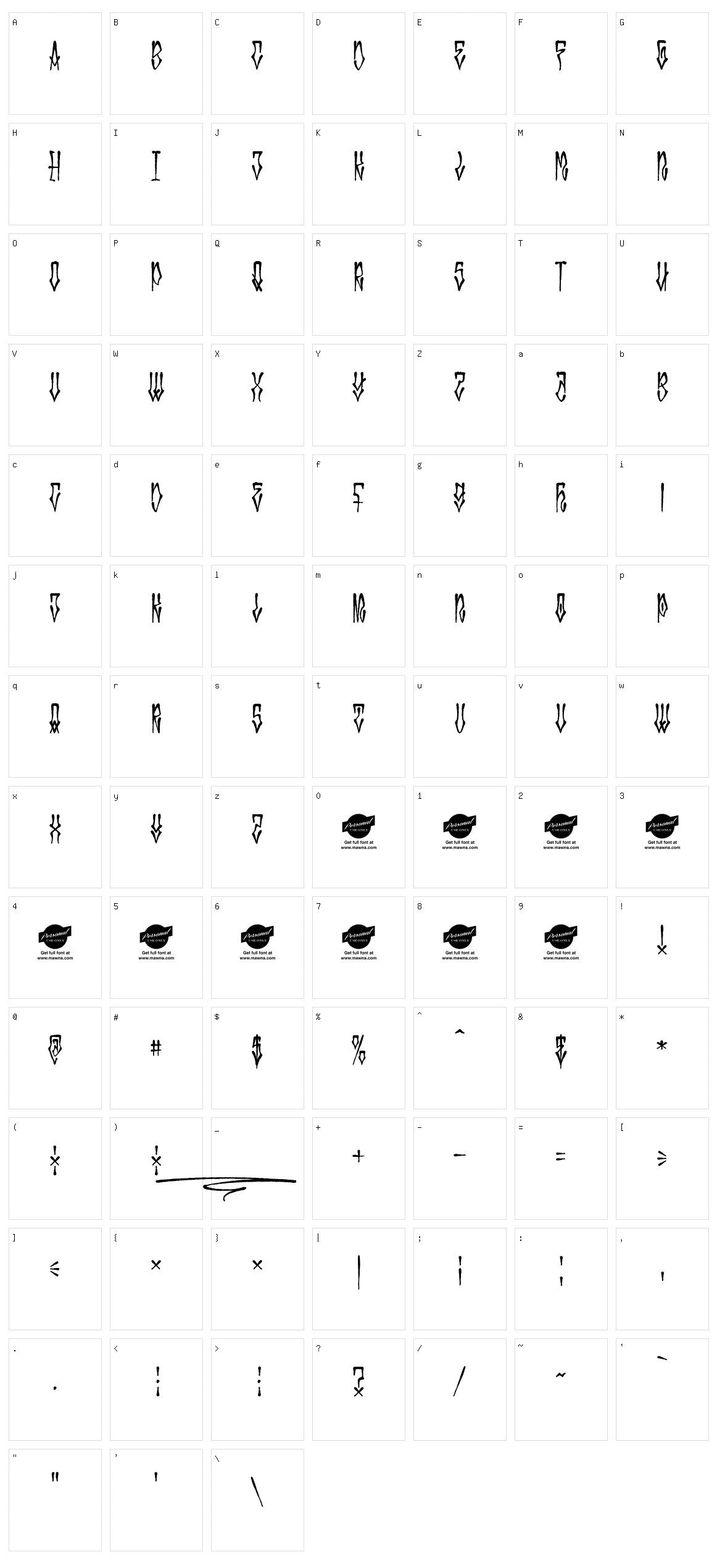MonstaTag Character Set