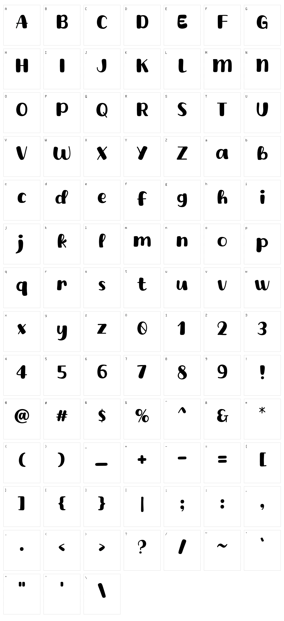 Coffee Normal Character Set