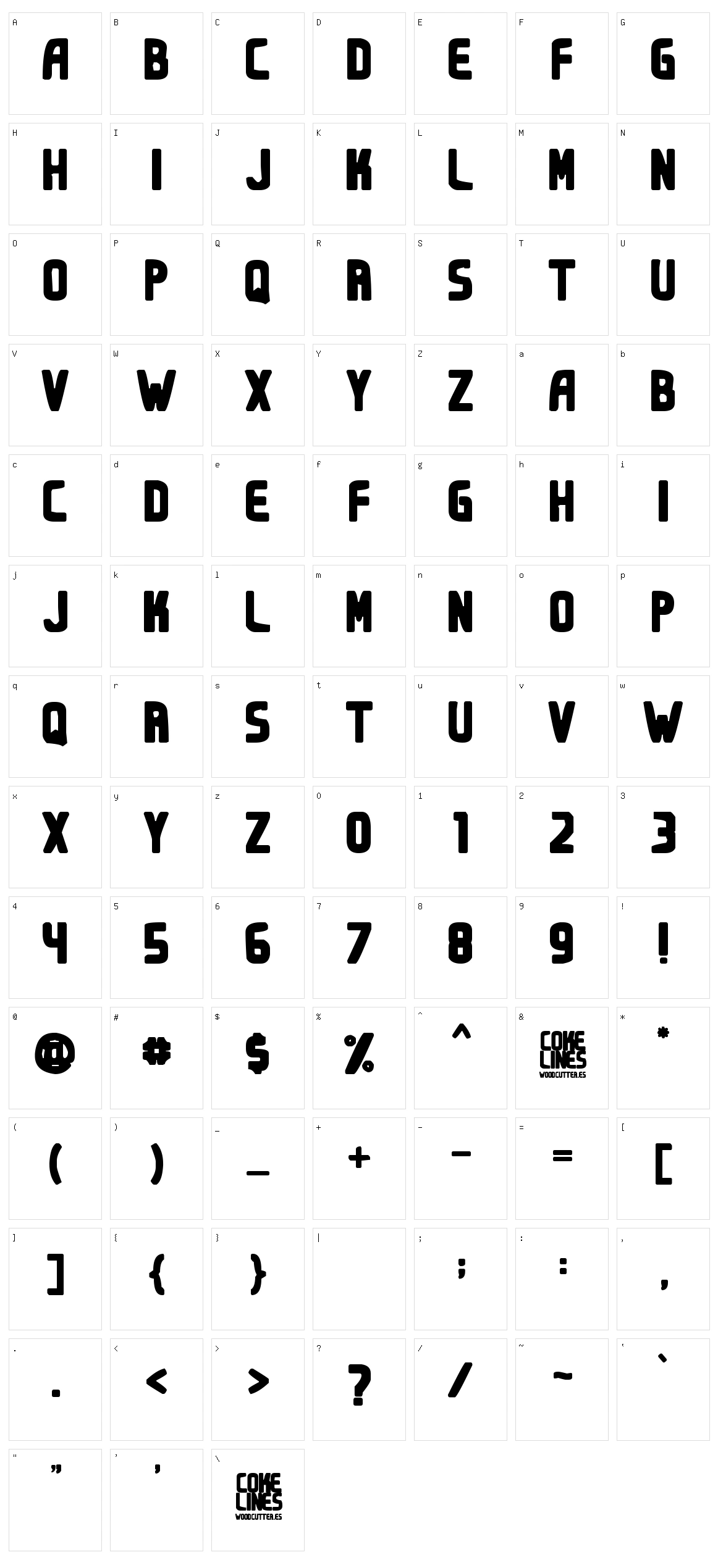 Cokelines Character Set