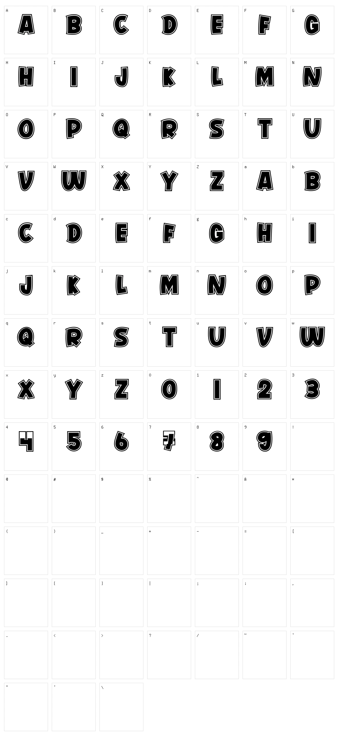 Comedo Character Set