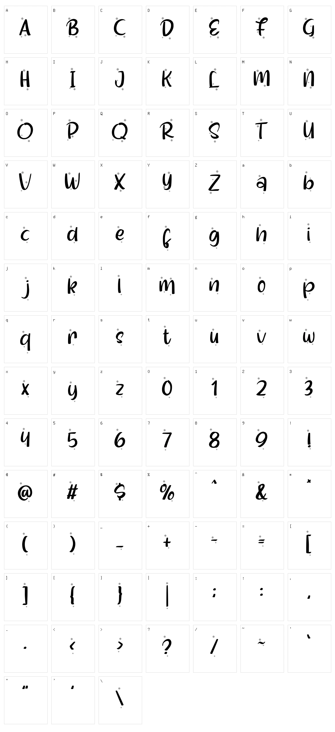 Shellina Character Set