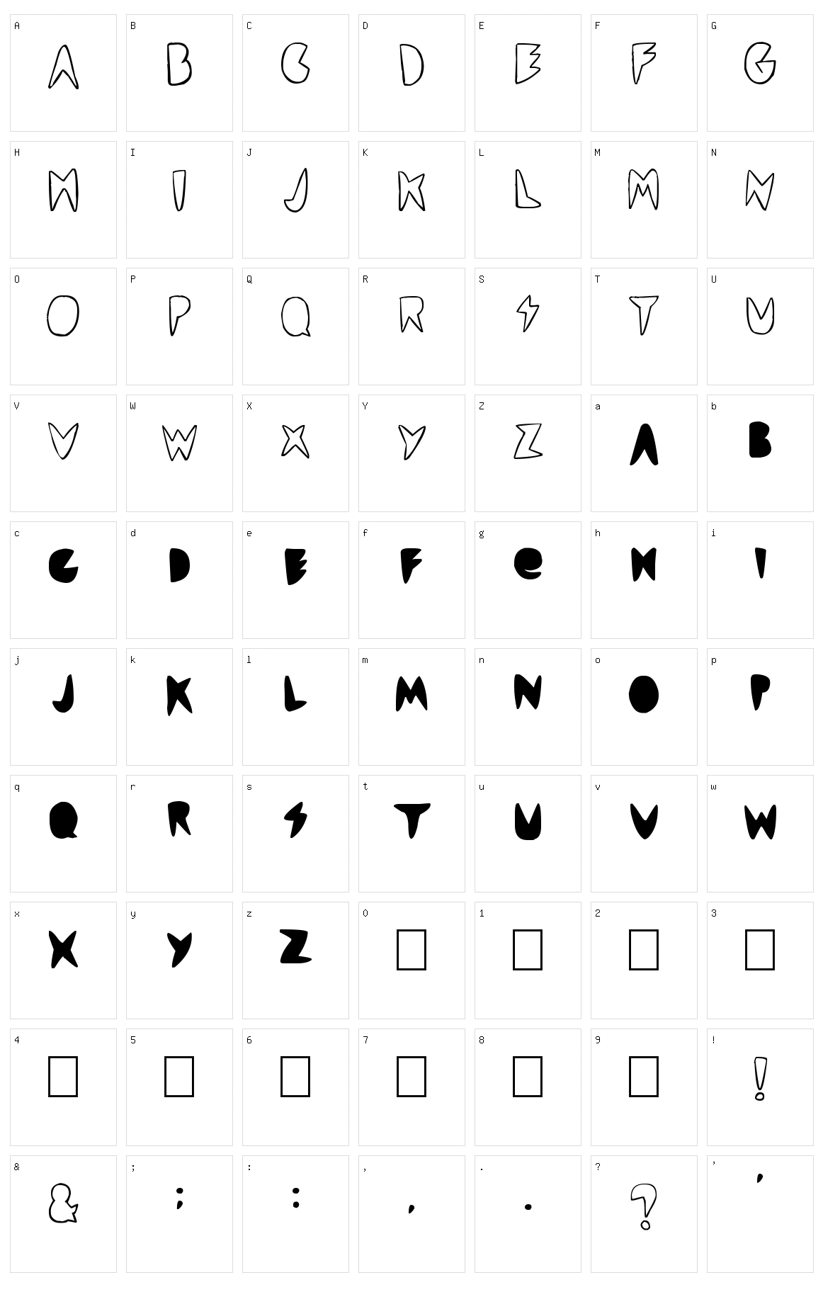 Cordon TV Font Character Set