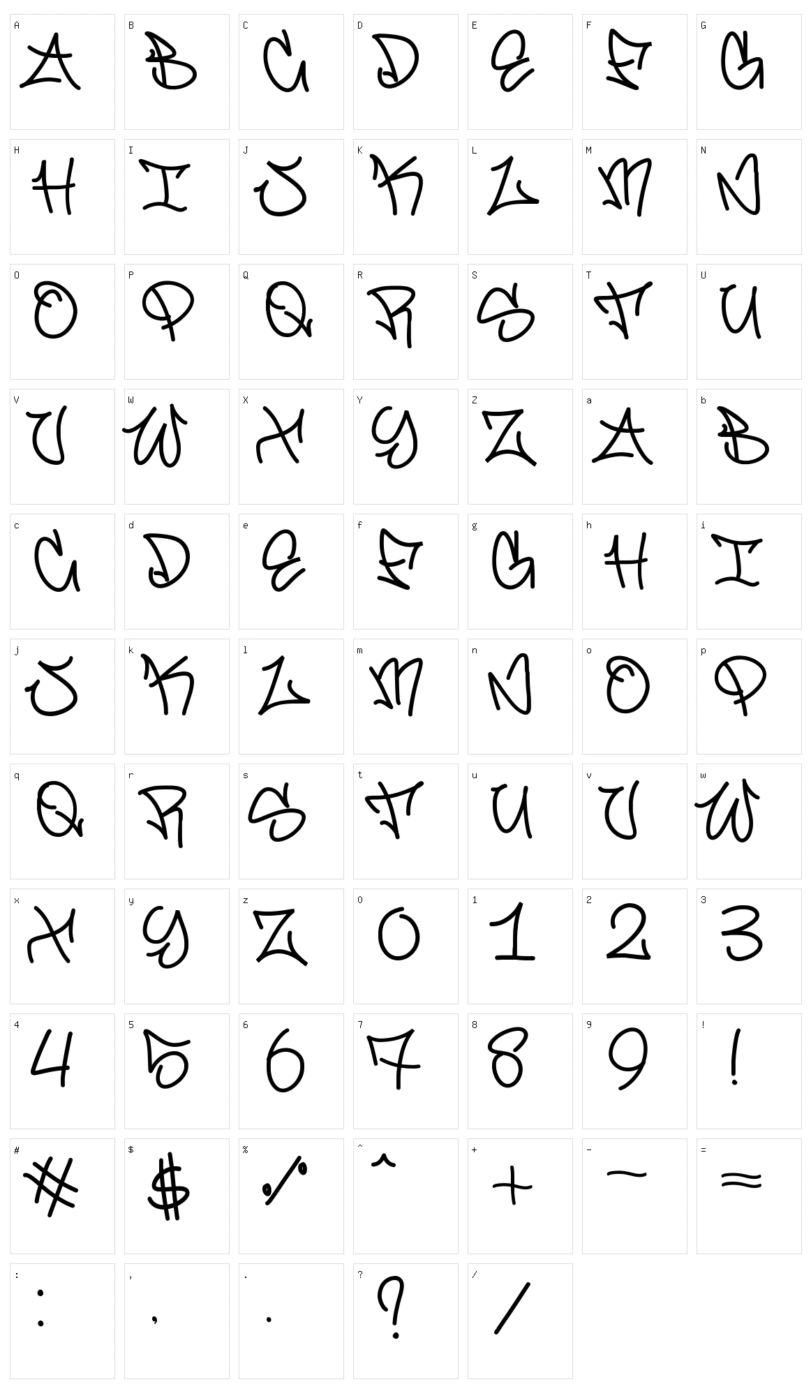 Graffiti font Character Set