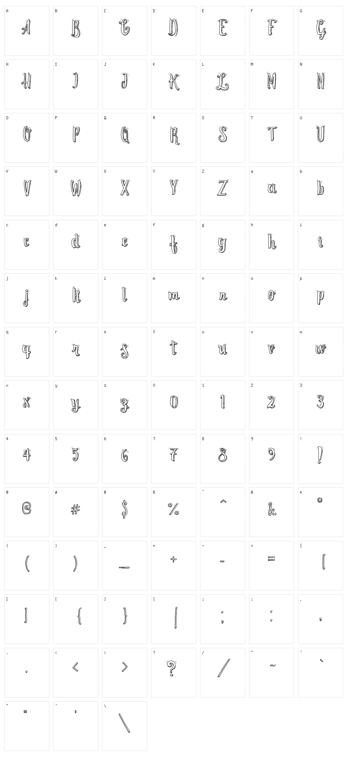 Cute Script Character Set