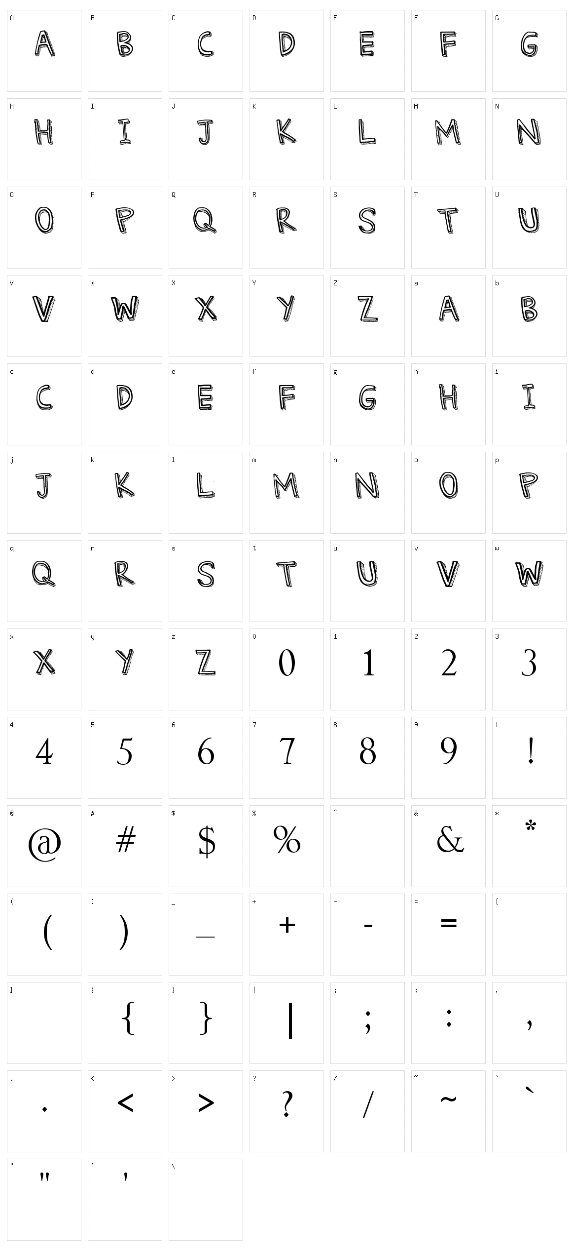 Denne Threedee Character Set