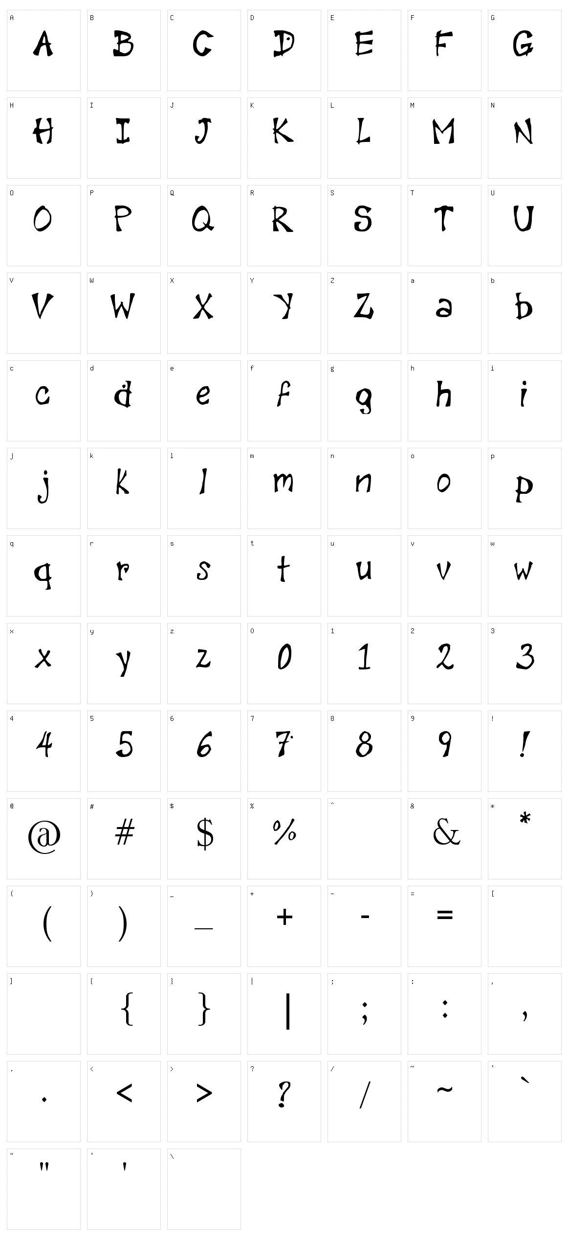 Diamond Script Character Set