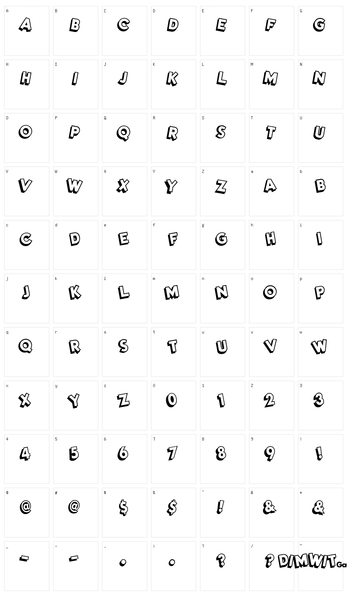 Dim Wit Character Set