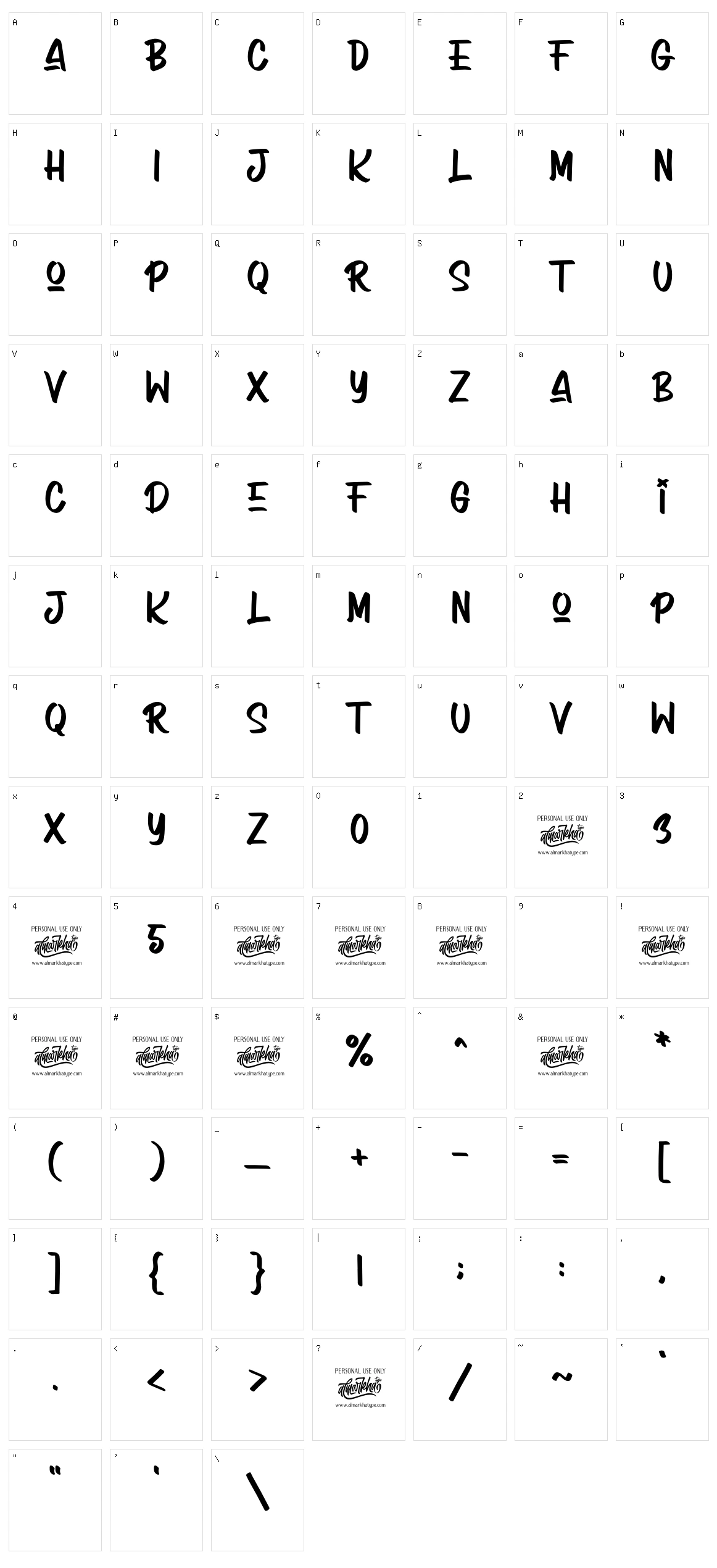 Arcinoll Character Set