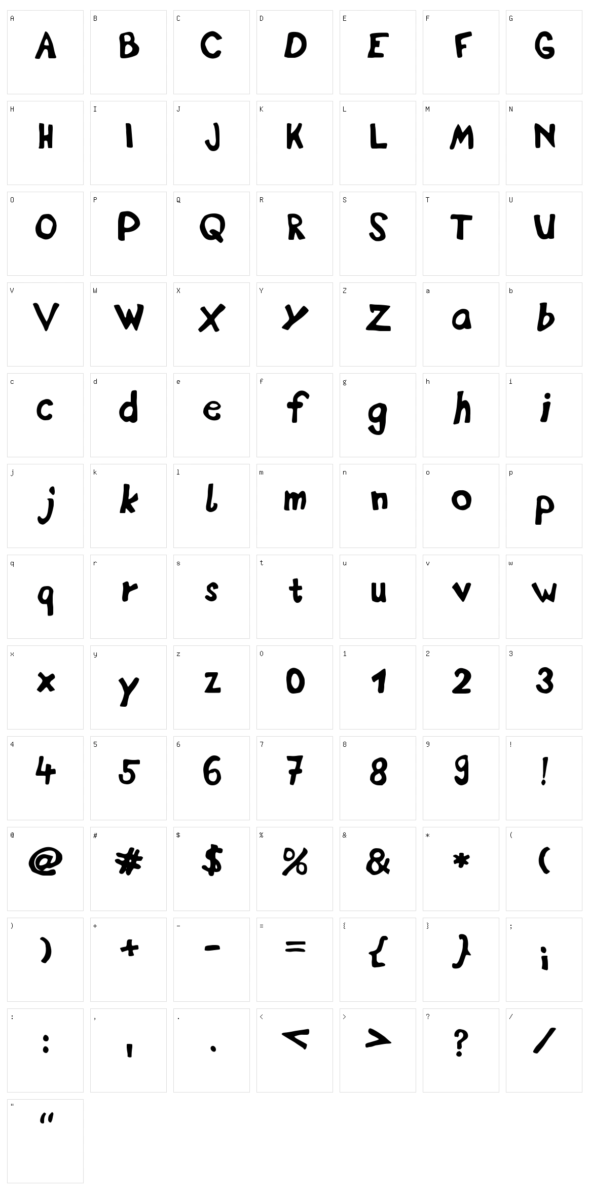 Display Fadi Character Set