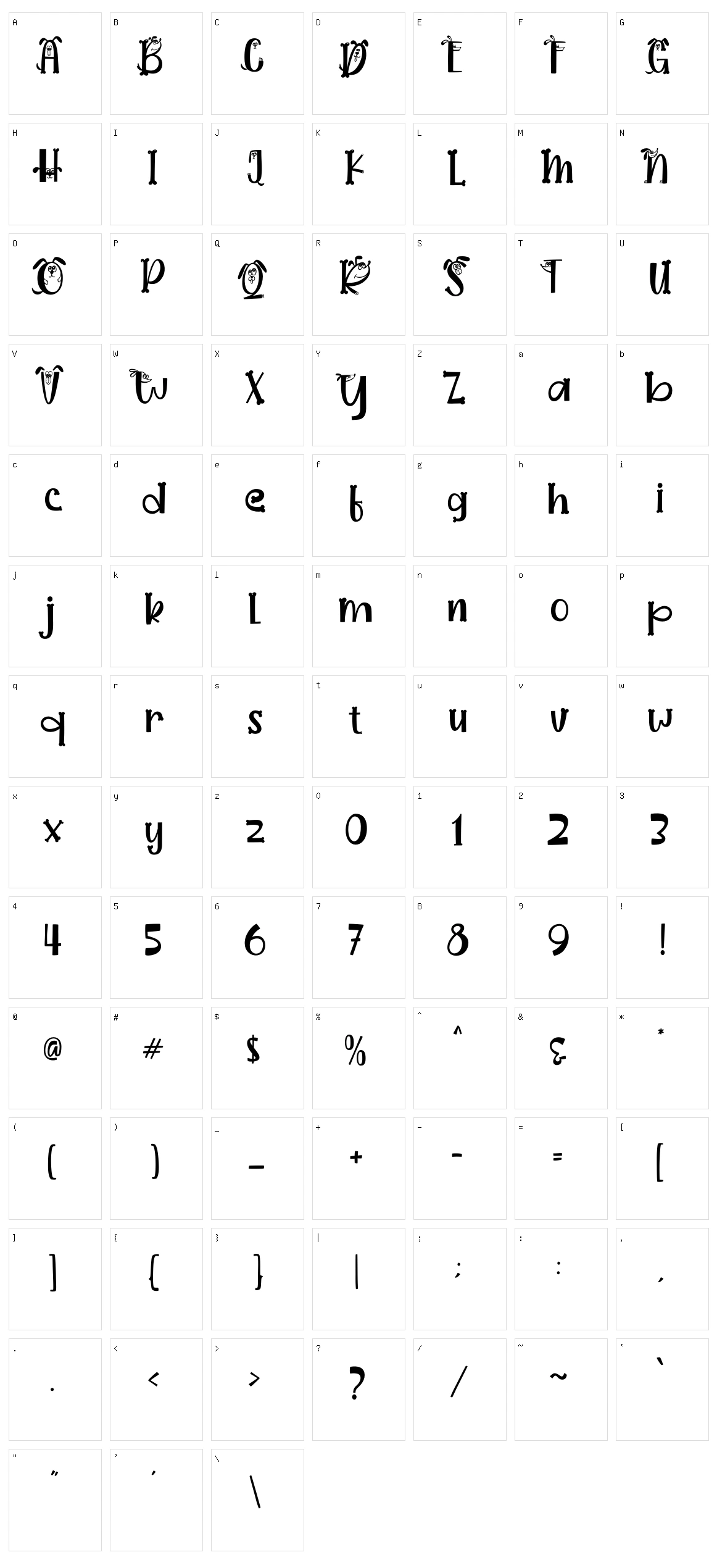 Dogmeal Character Set